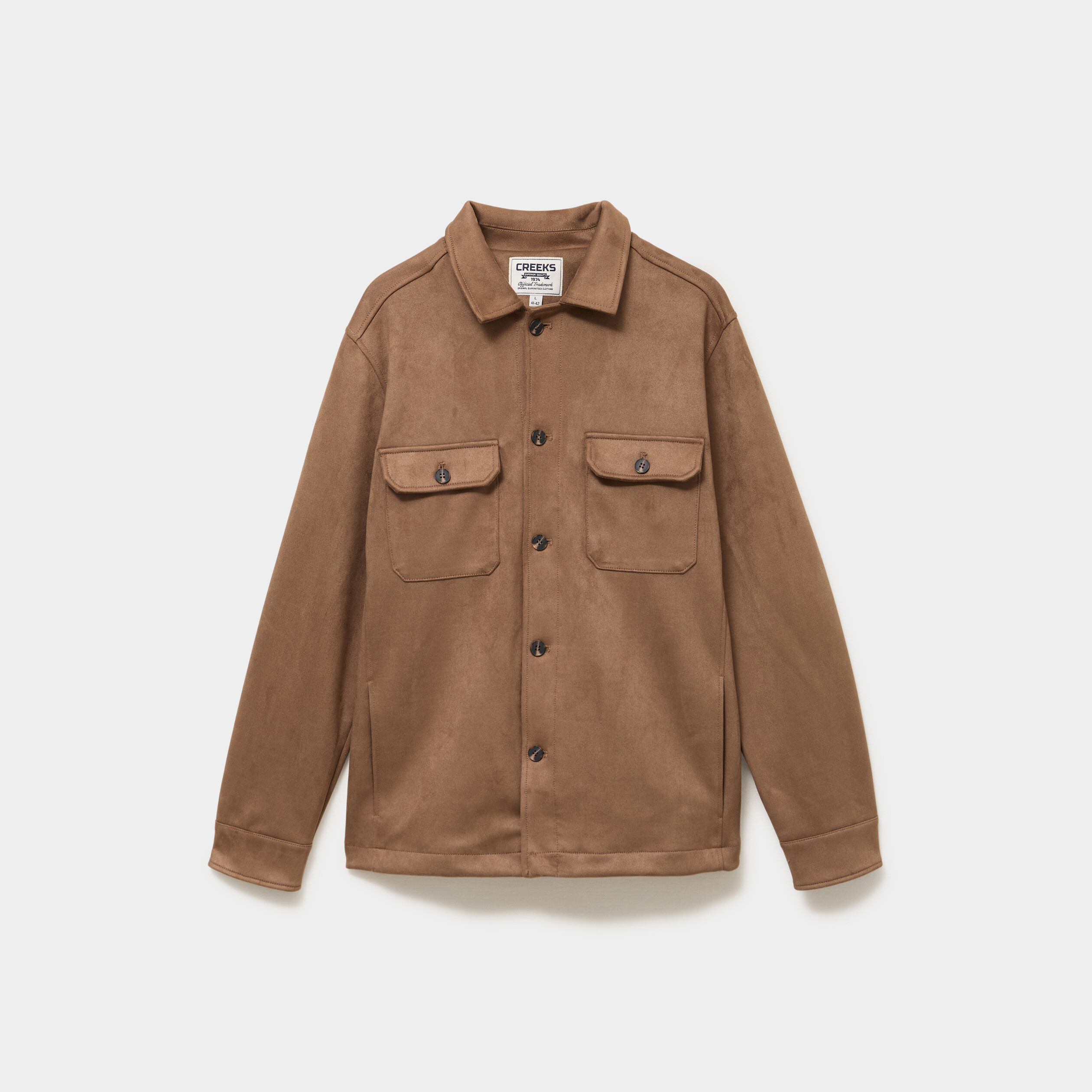 Surchemise droite en su&eacute;dine camel homme