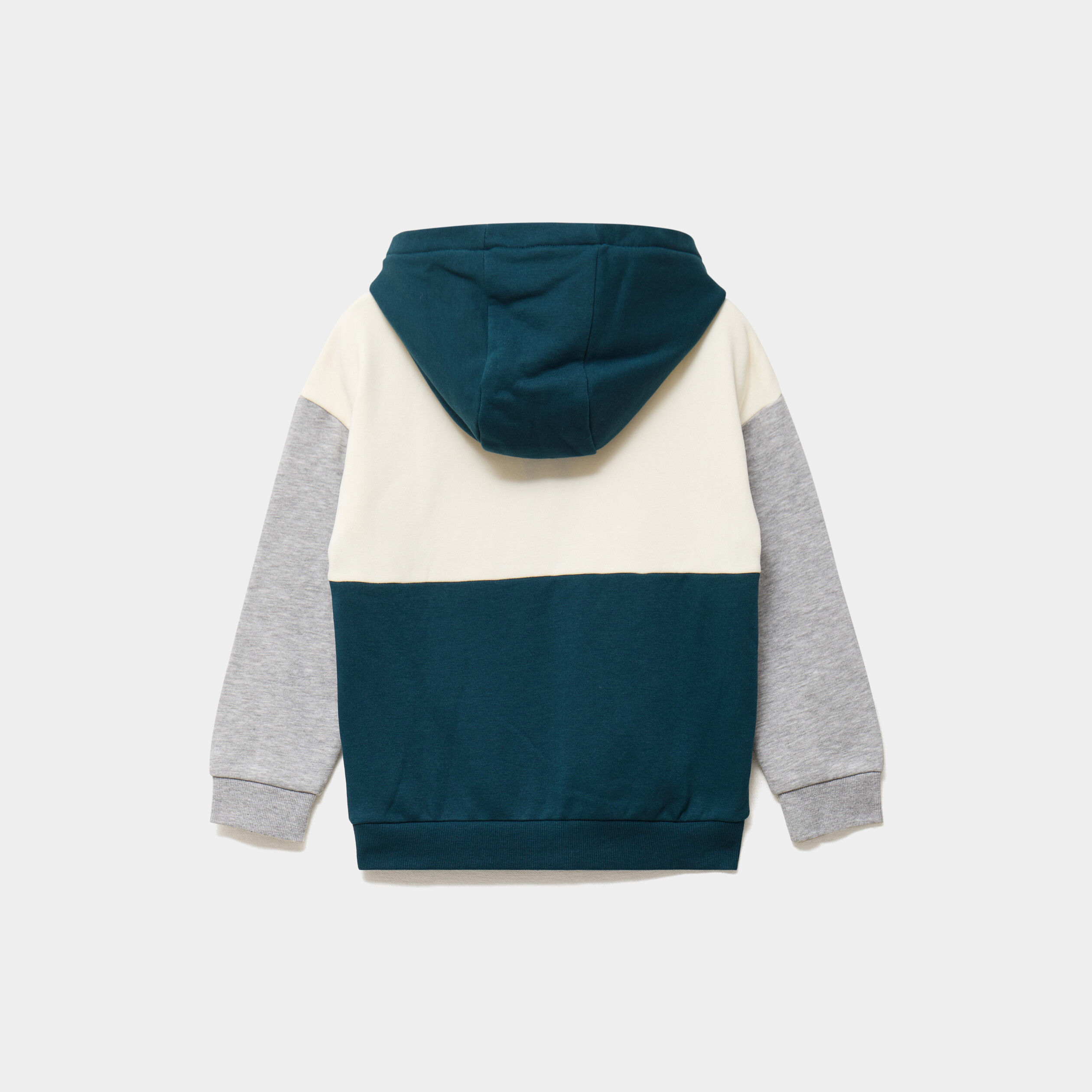 Sweat zipp&eacute; &agrave; capuche molletonn&eacute; bleu canard gar&ccedil;on