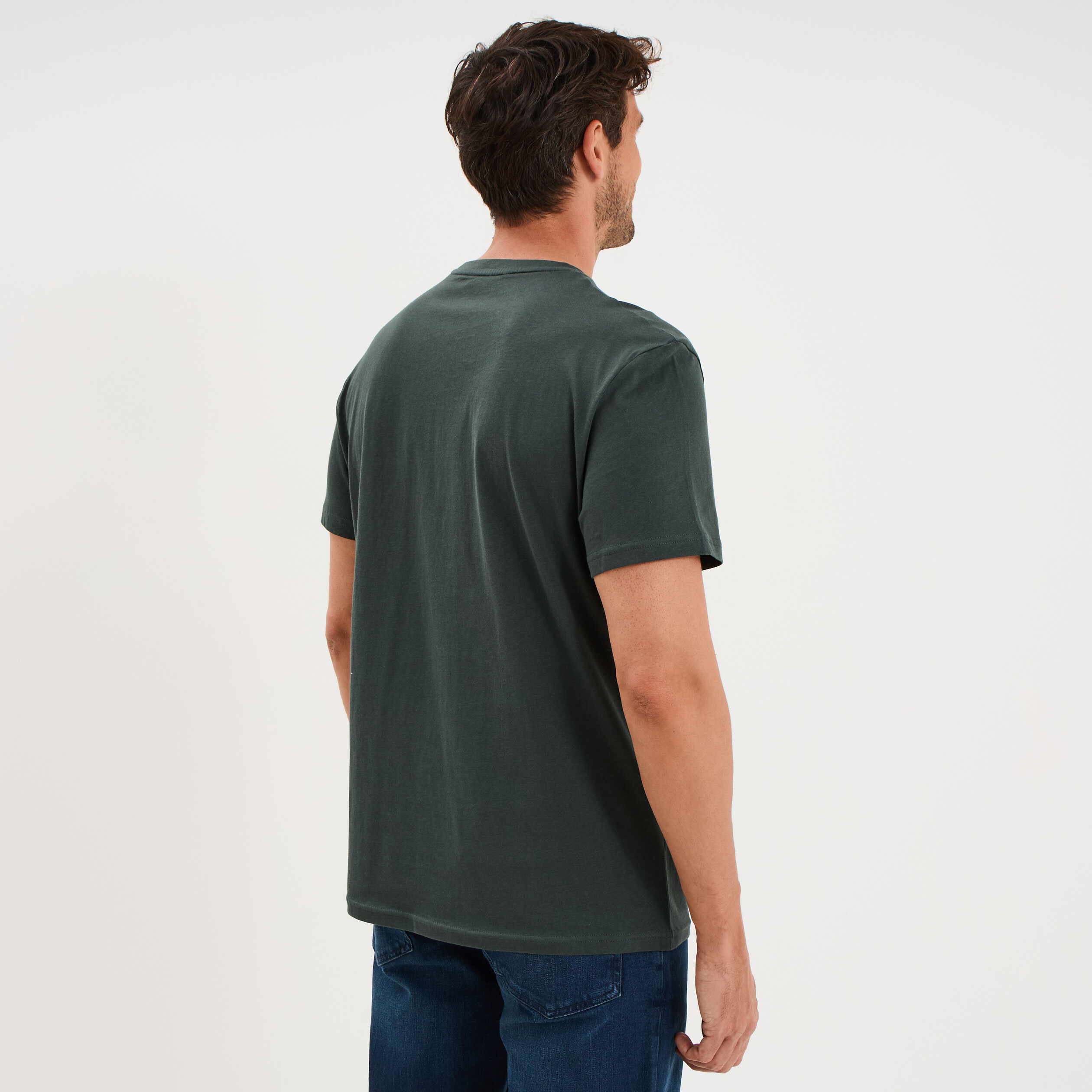 T-shirt manches courtes coton vert homme