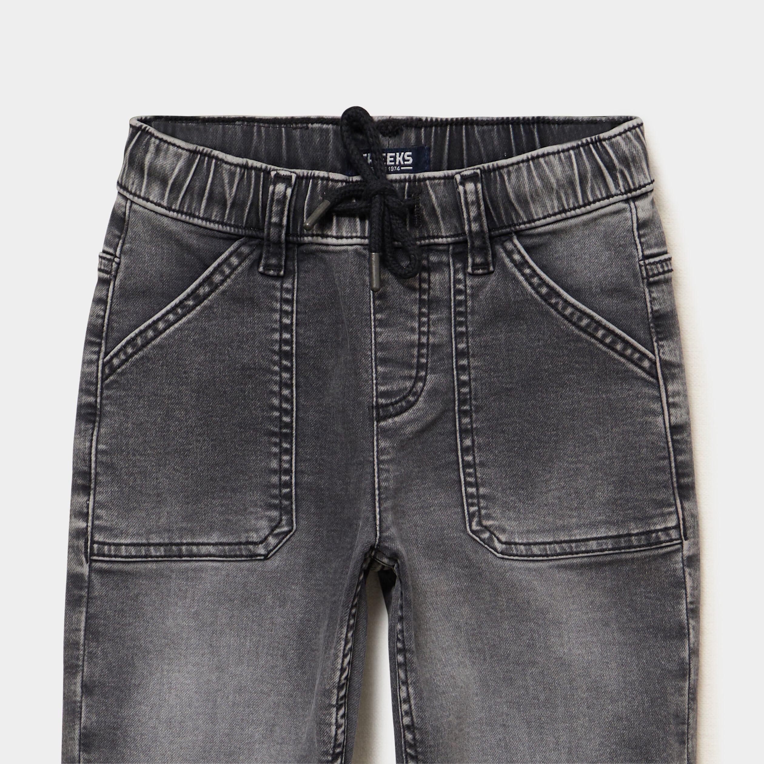 Jeans jogger droit taille &eacute;lastiqu&eacute;e denim gris gar&ccedil;on