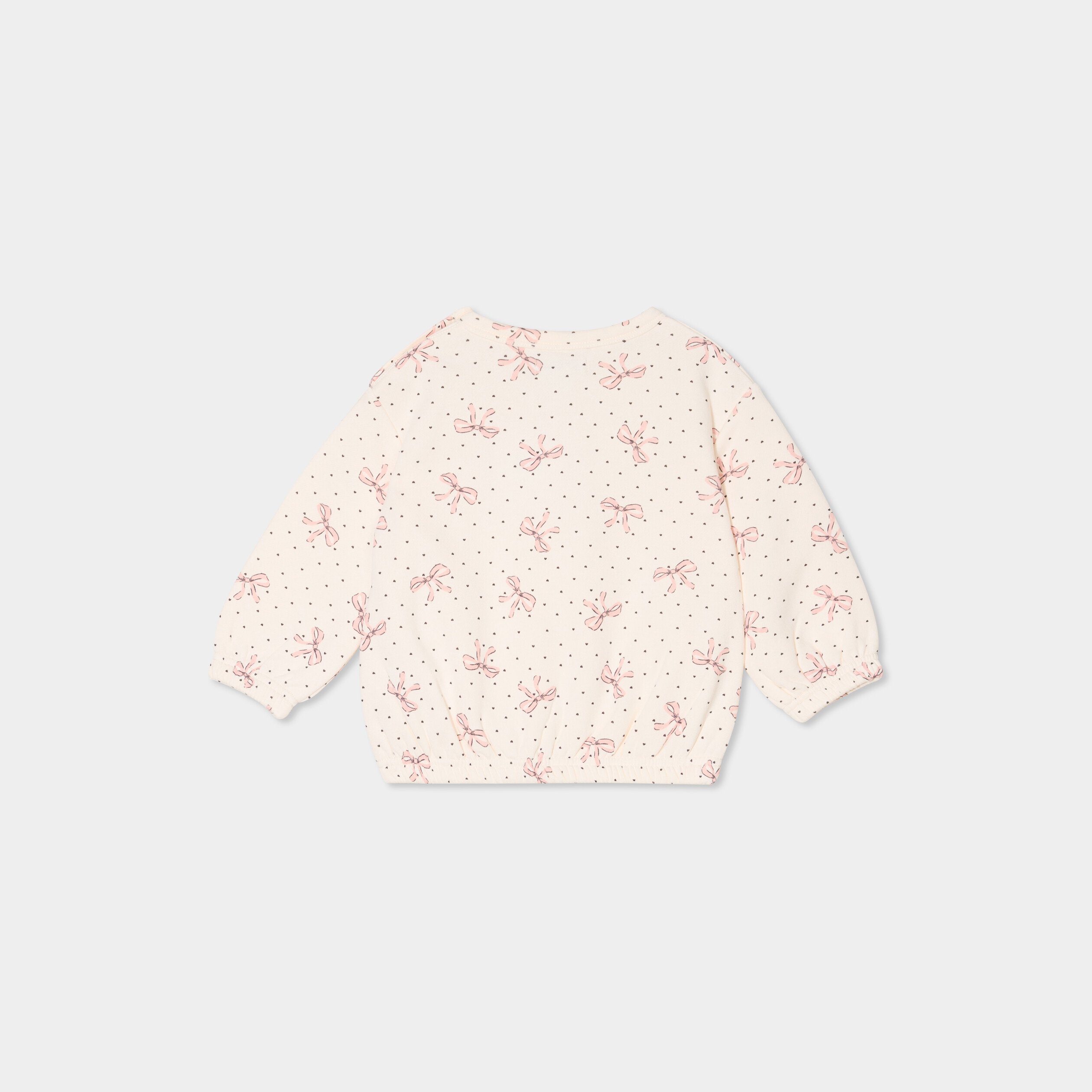 Sweat oversize manches longues col rond creme bébé fille