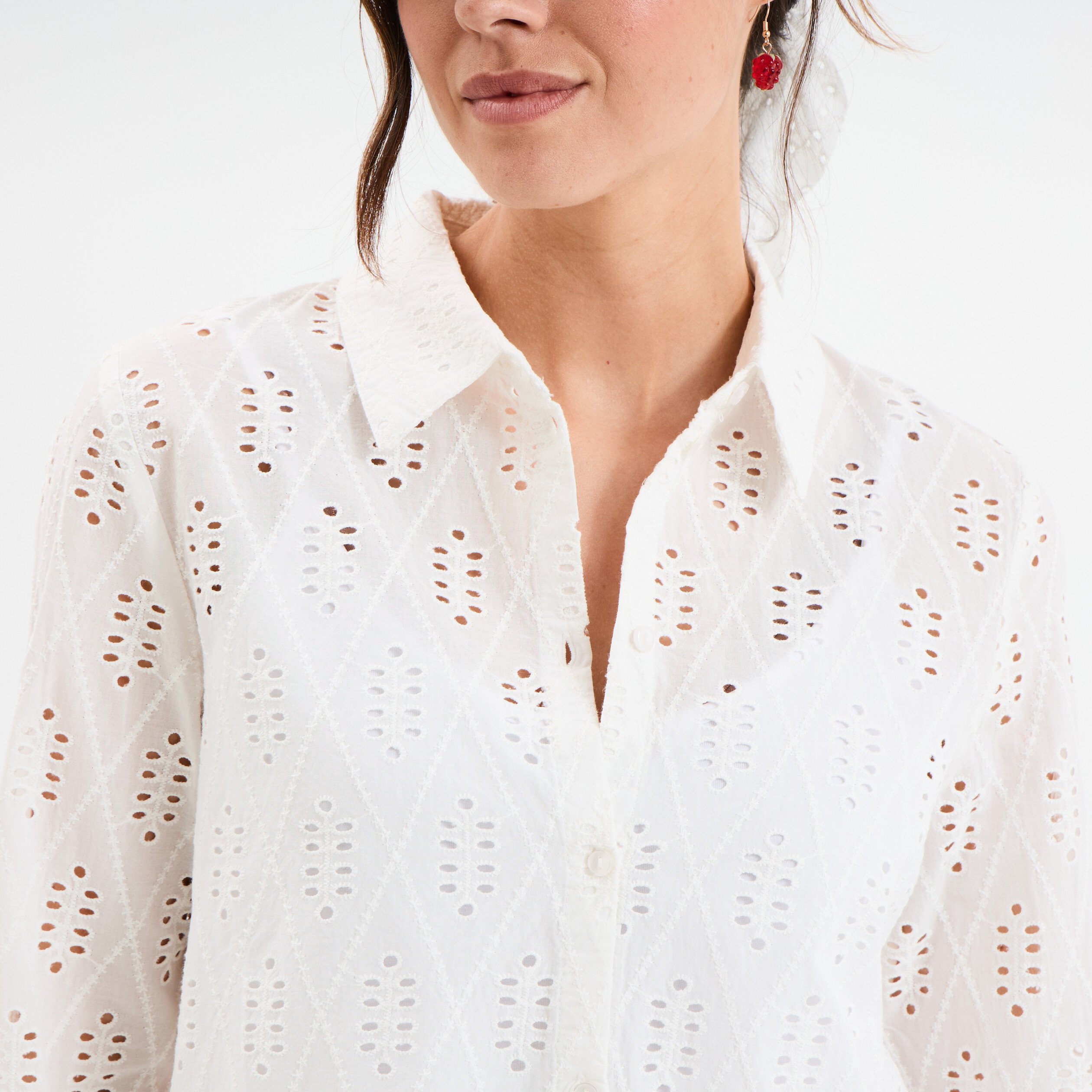chemise broderie anglaise coton ecru femme Chemise broderie anglaise coton ecru femme