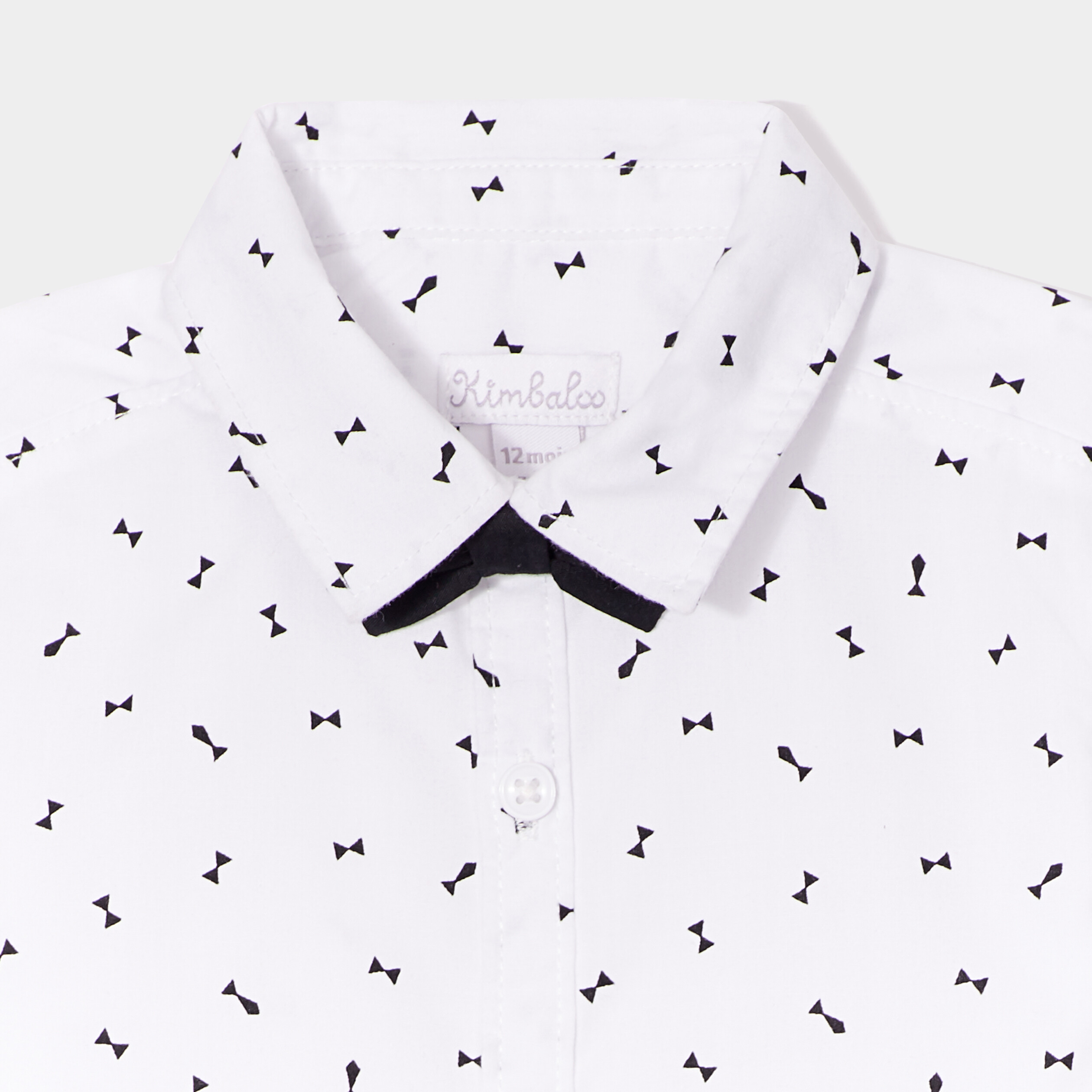 Chemise avec noeud papillon Kimbaloo blanc bébé garçon