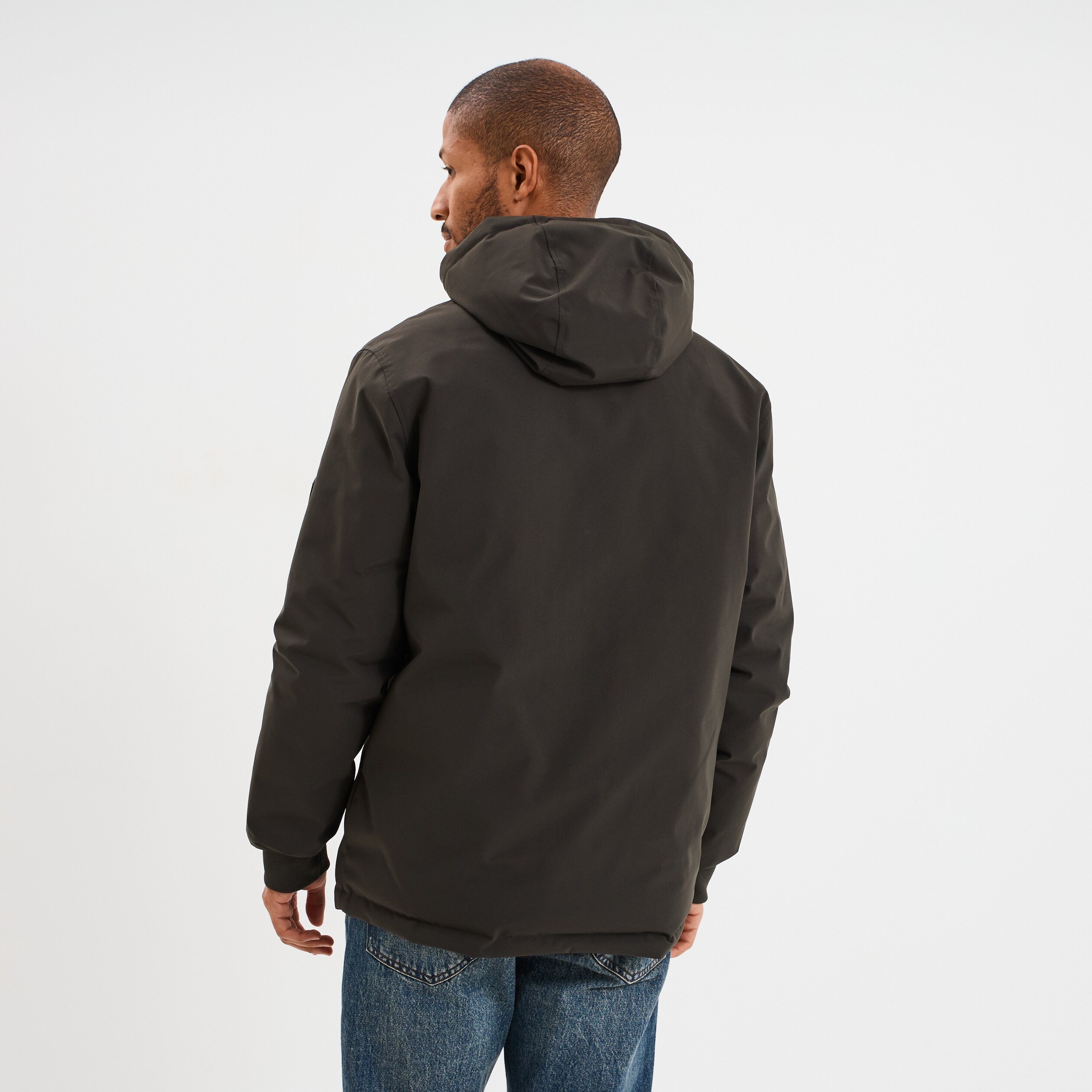 Blouson r&eacute;versible &agrave; capuche zipp&eacute; vert kaki homme