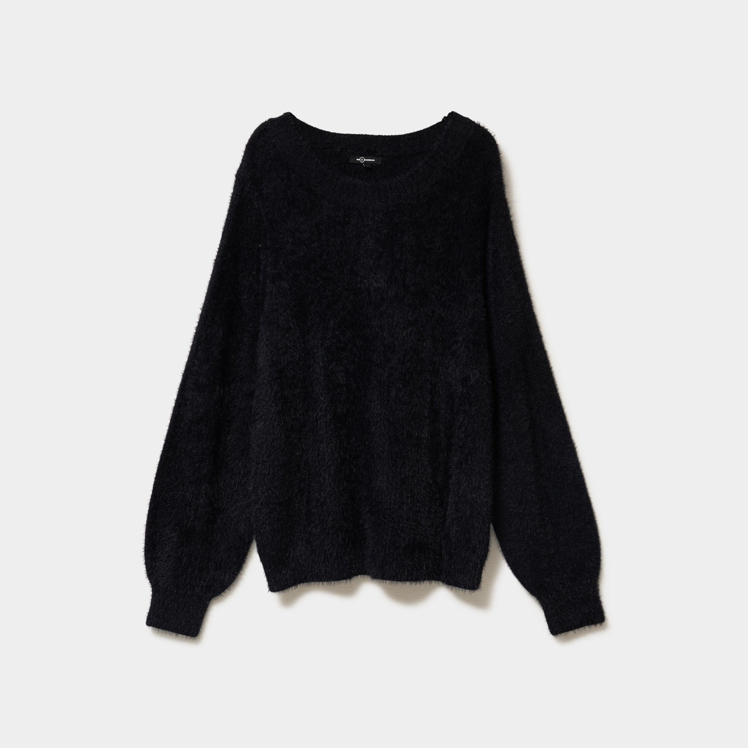 Laine Pull Noir Doux Pull Doux Col Rond Manches Longues Noir Femme