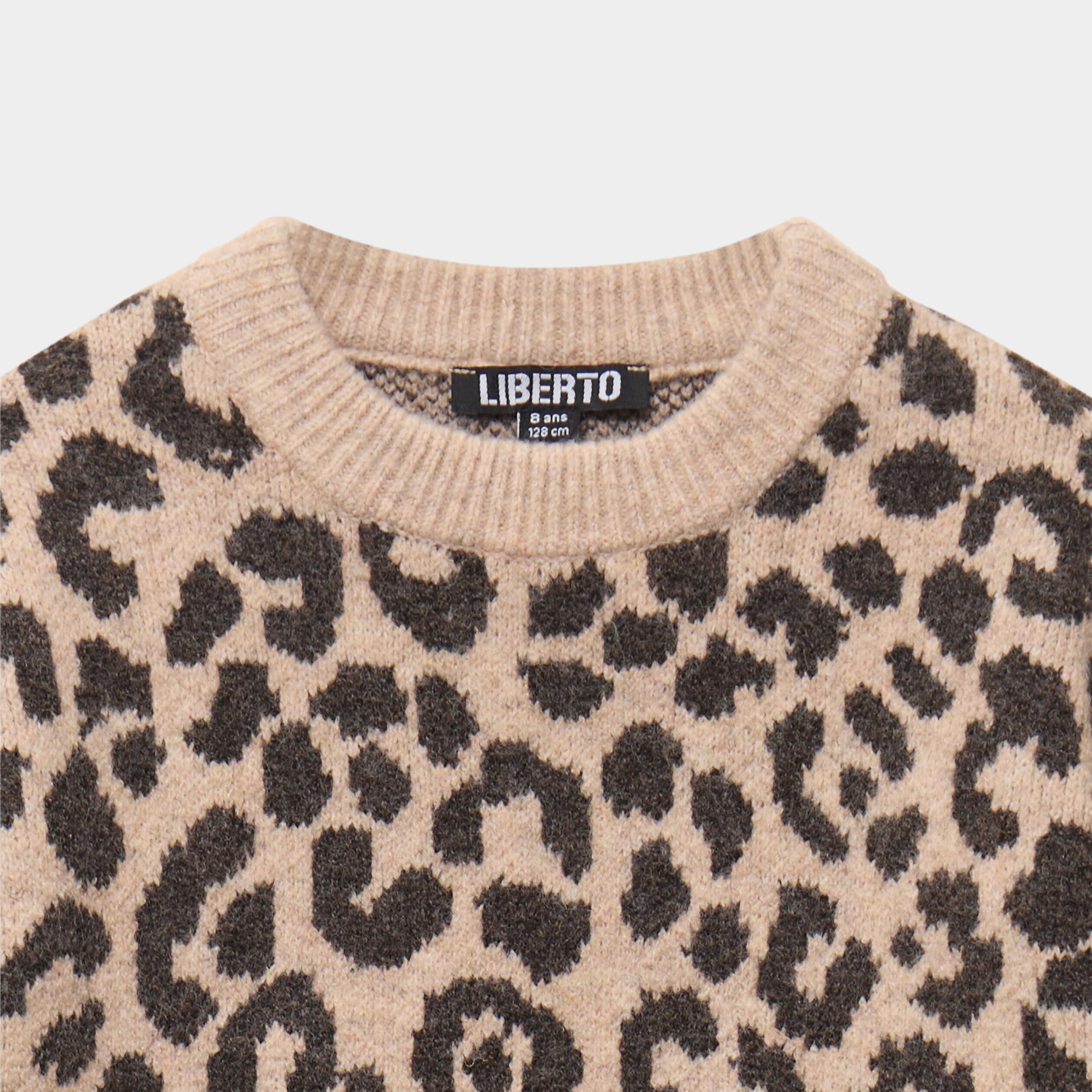 Pull col rond manches longues marron fille