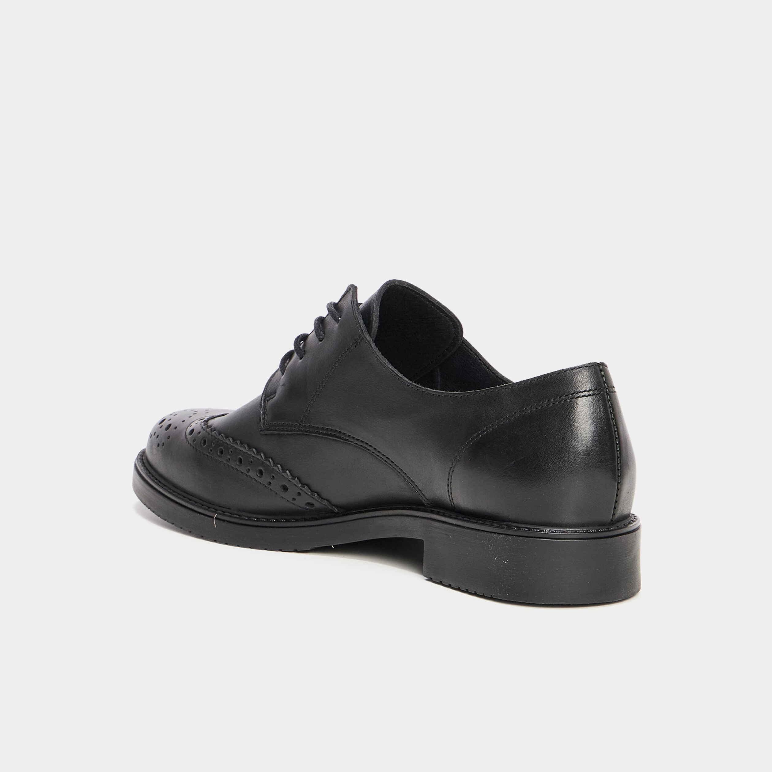 Derbies &agrave; lacets en cuir noir femme