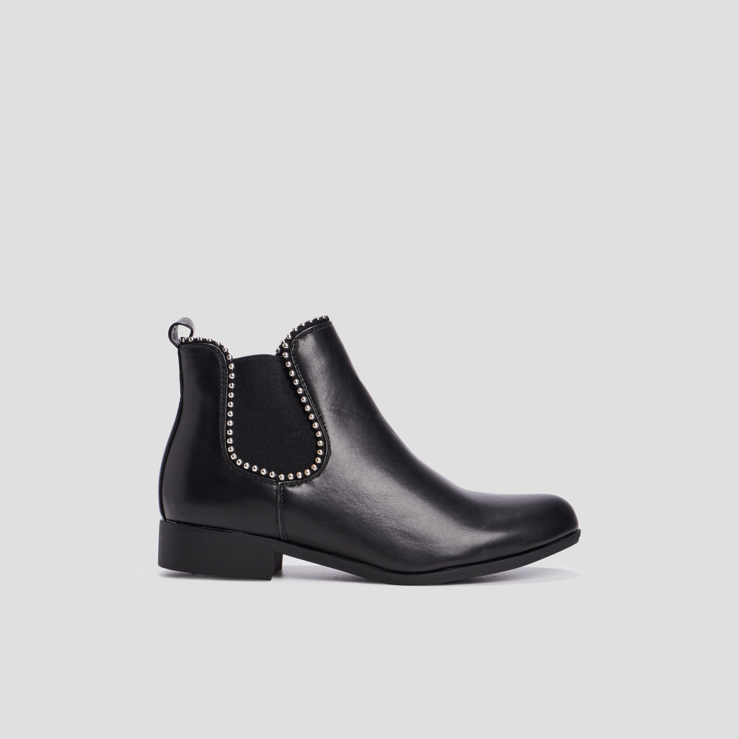 Bottines fourrées chelsea avec clous noir femme