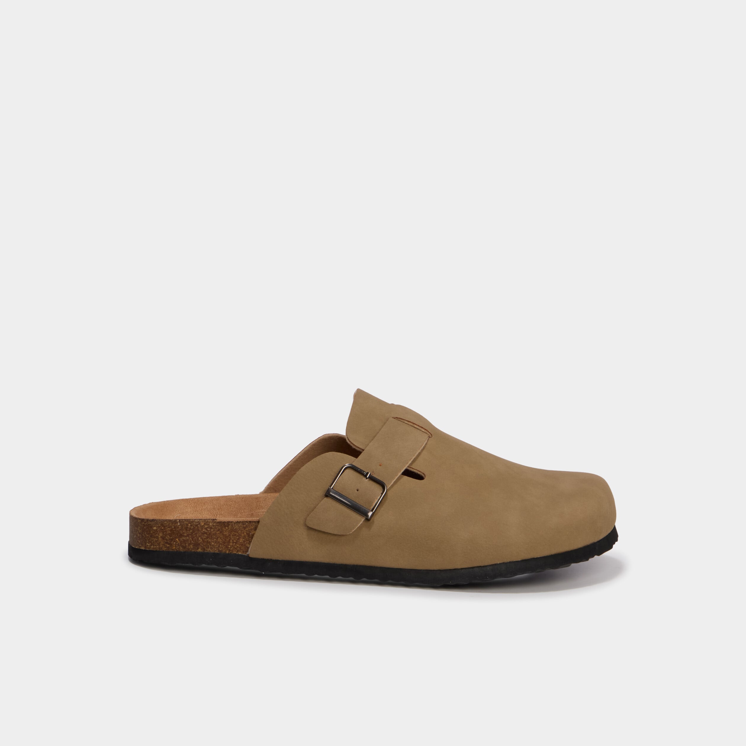 Mules plates marron cognac homme