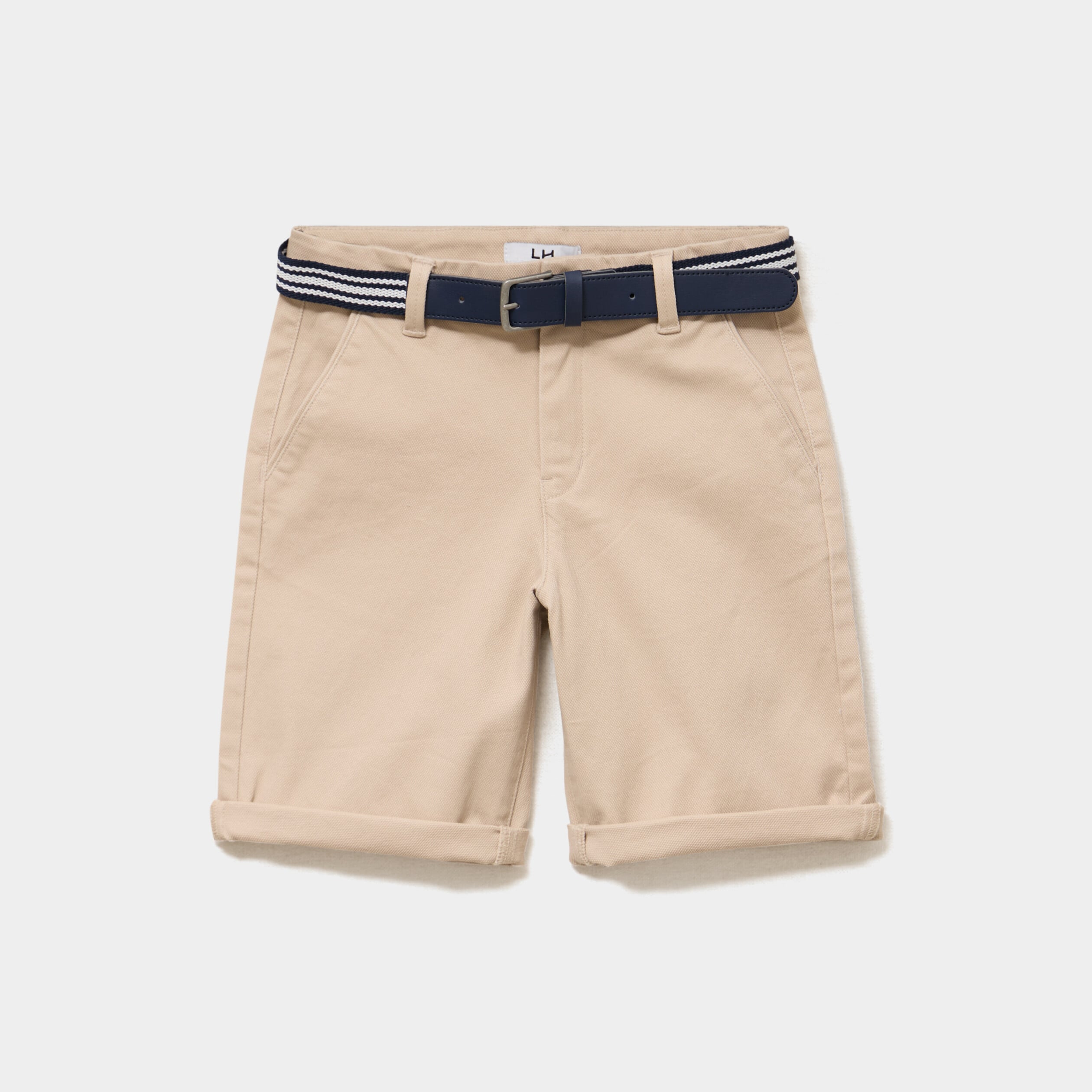 Short chino droit avec ceinture beige gar&ccedil;on