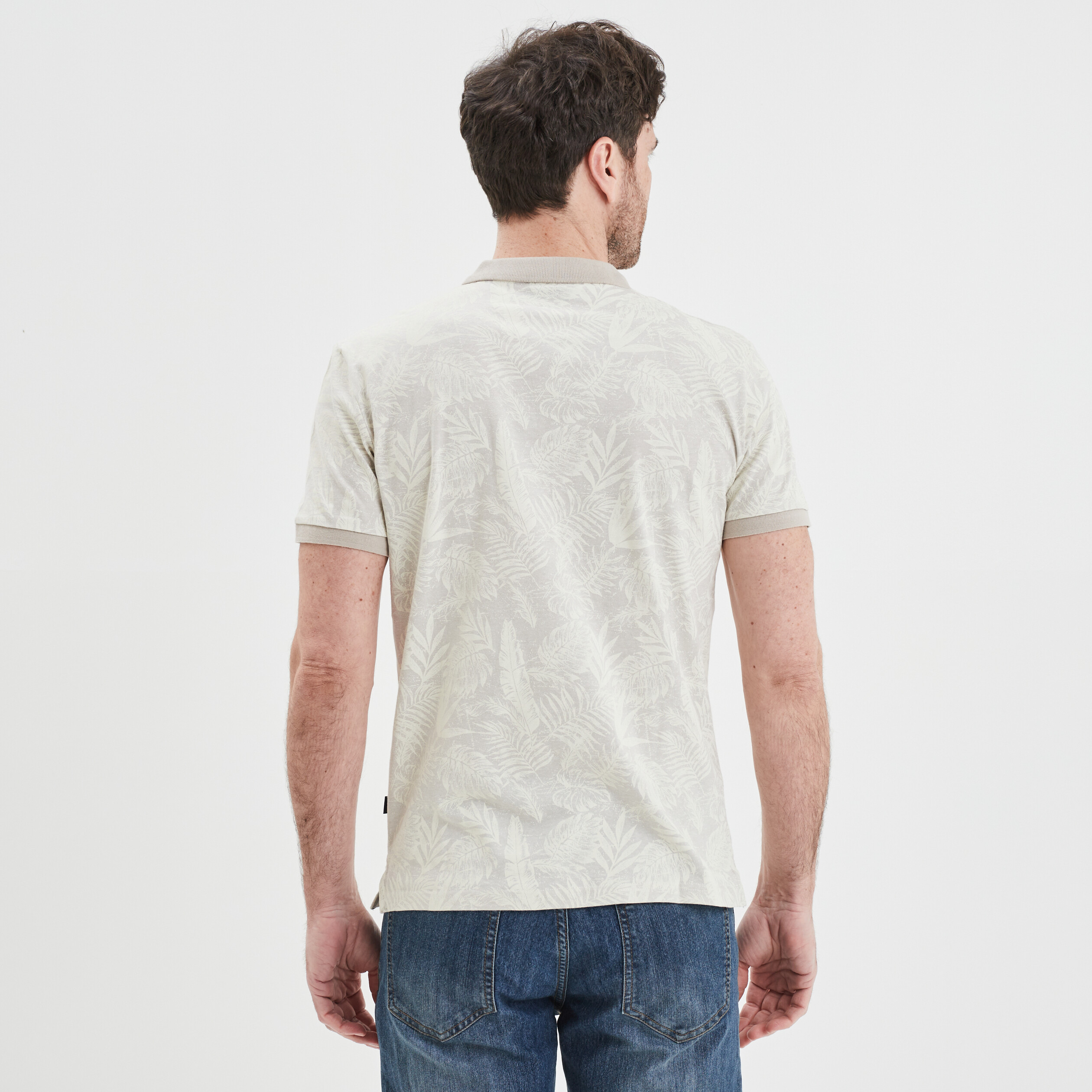 Polo jersey droit manches courtes coton beige homme