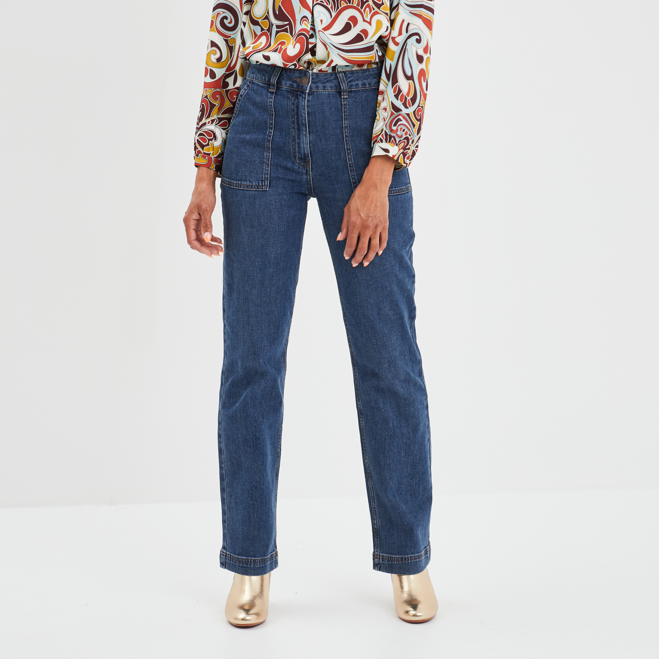 Jeans droit taille standard denim brut femme La Halle