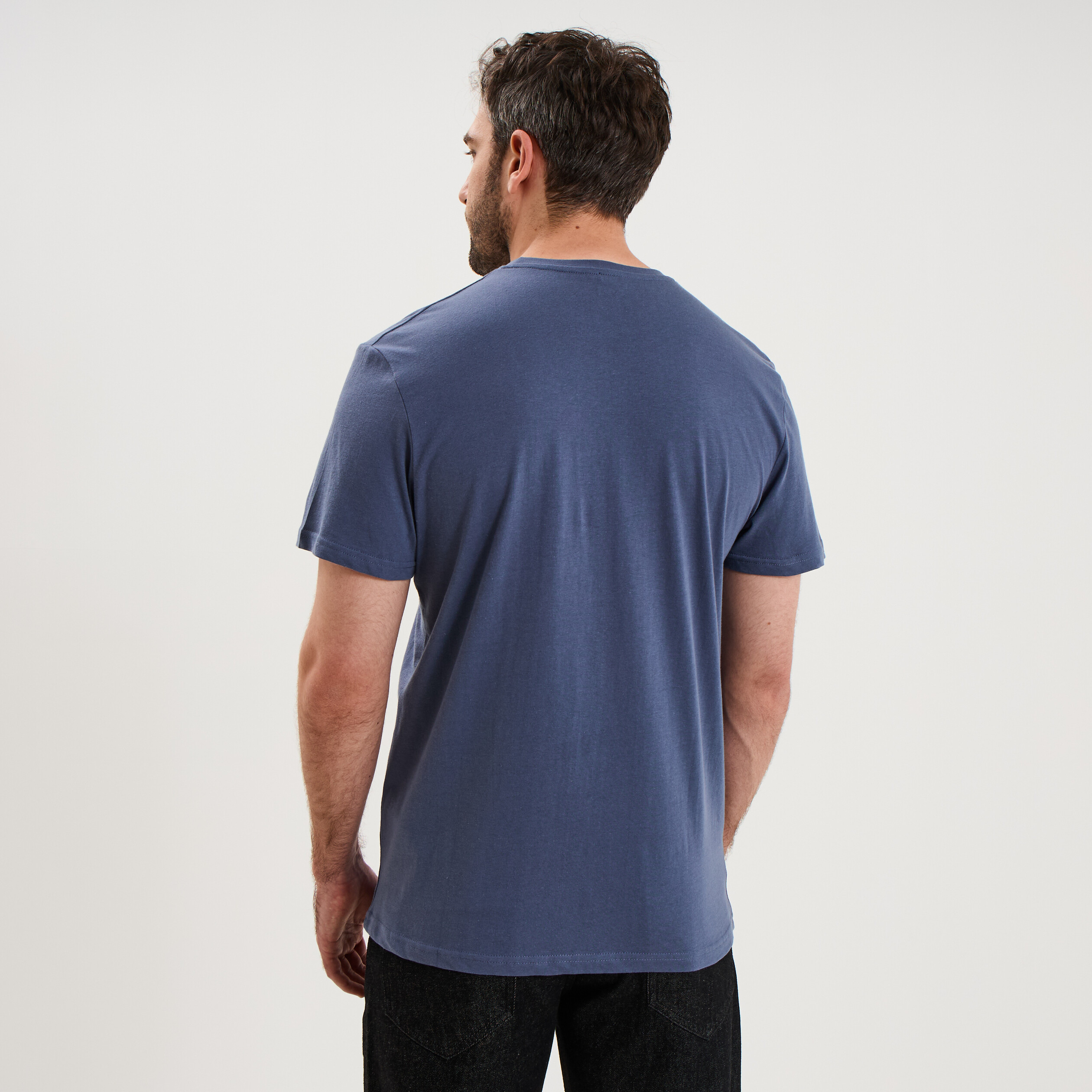 T-shirt droit en coton manches courtes bleu lavande homme