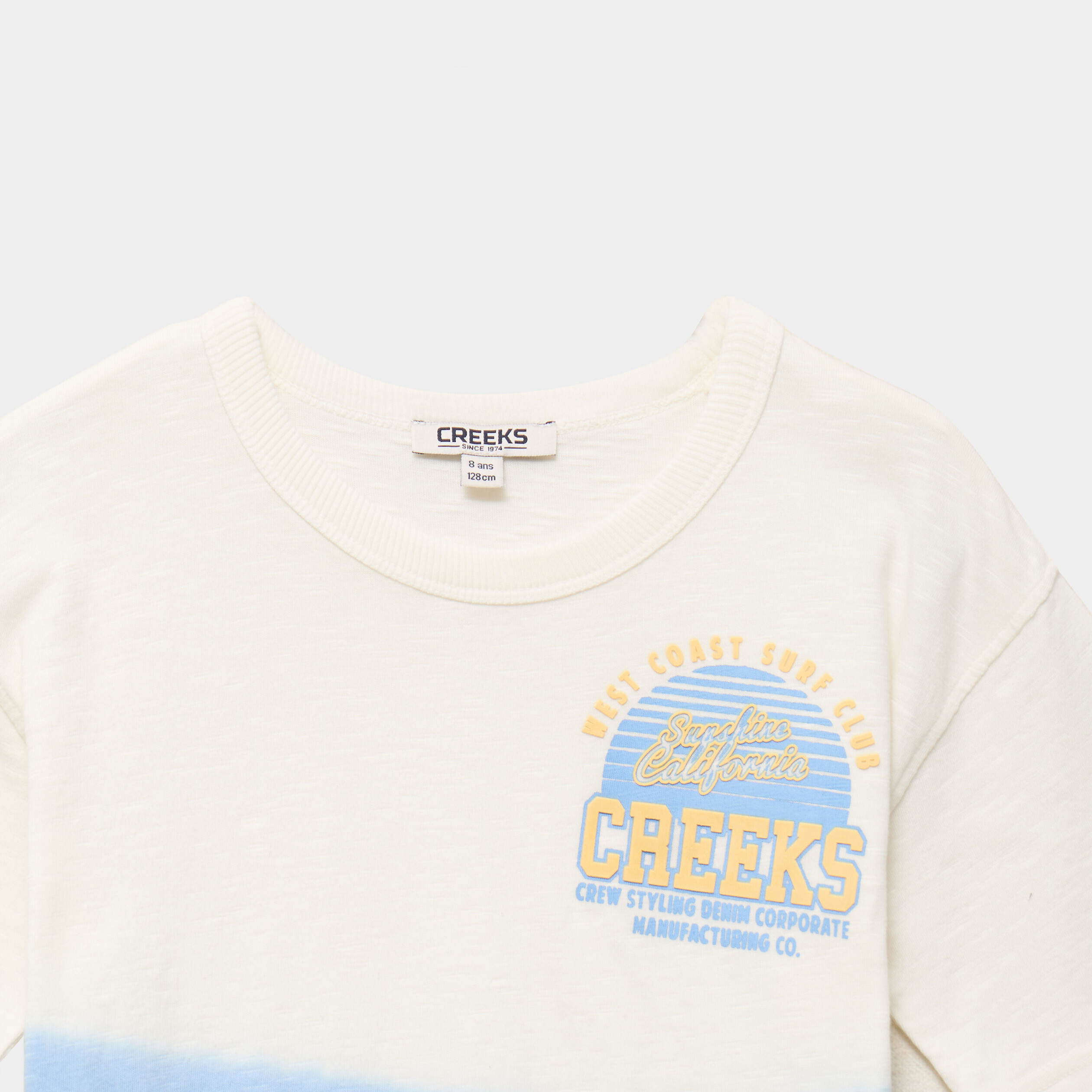 T-shirt col rond manches courtes coton jaune gar&ccedil;on
