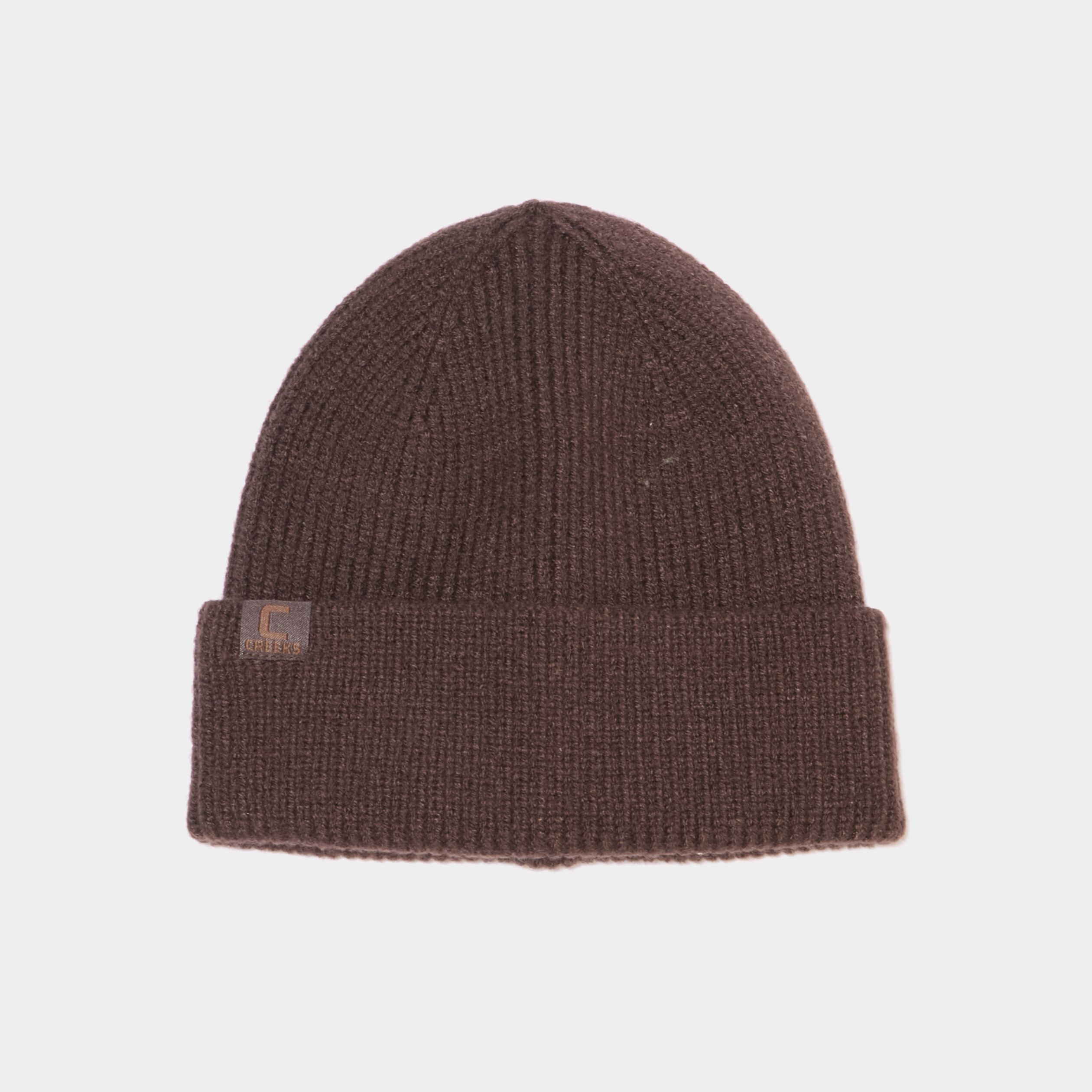 Bonnet avec bord &agrave; revers tricot&eacute; marron fonc&eacute; homme