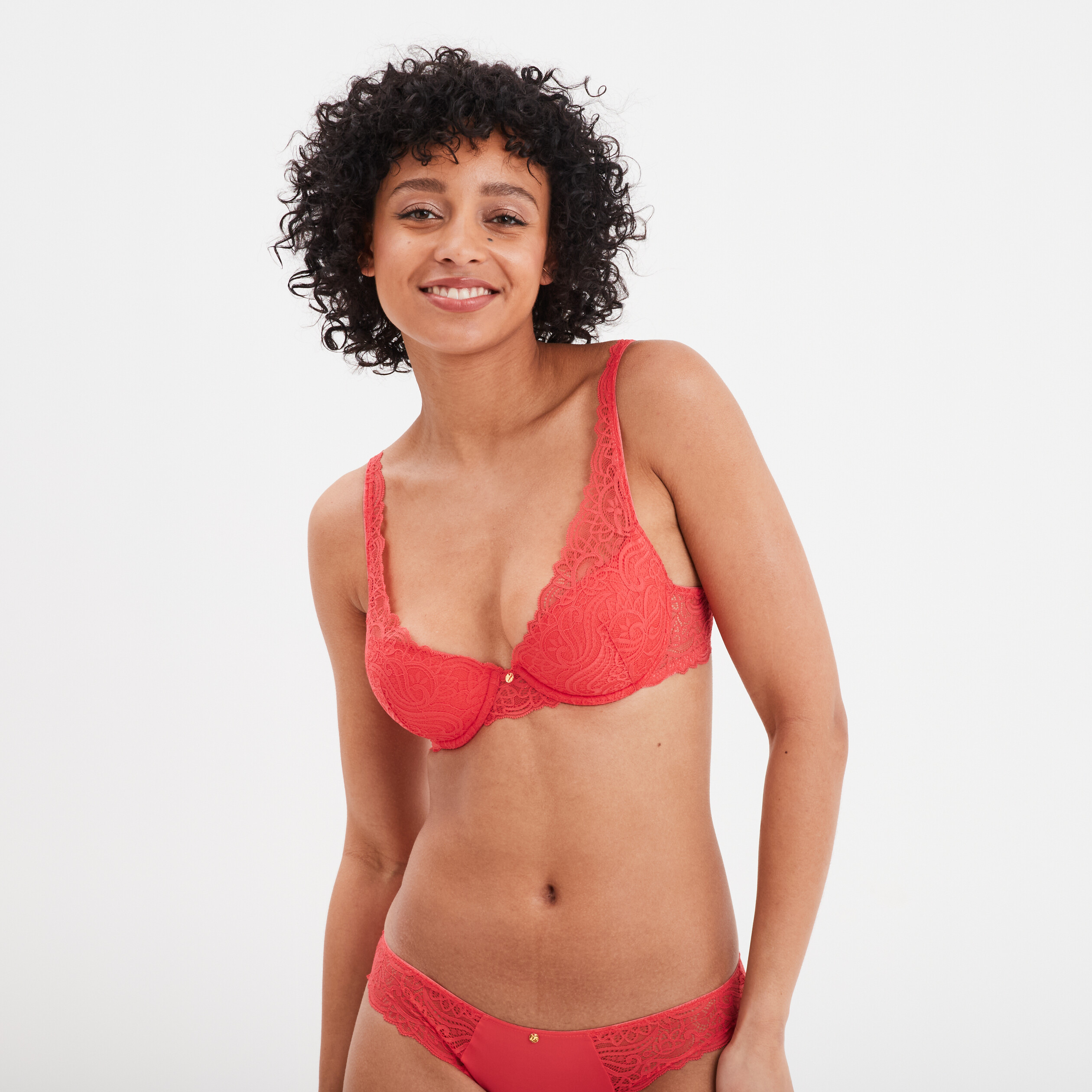 soutien gorge foulard padde dentelle rose framboise femme Soutien-gorge foulard paddé dentelle rose framboise femme