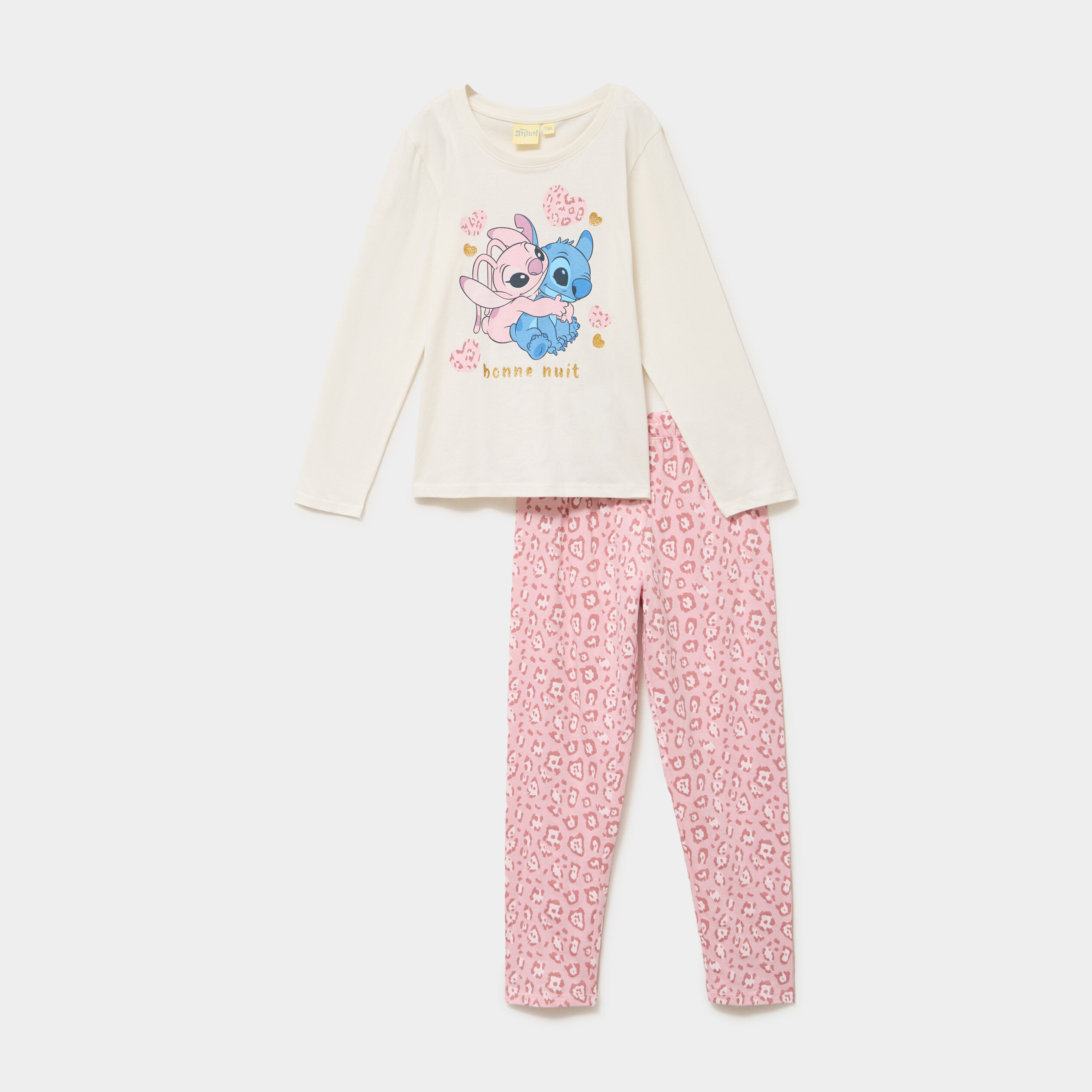 Ensemble pyjama pantalon t-shirt Stitch rose fille