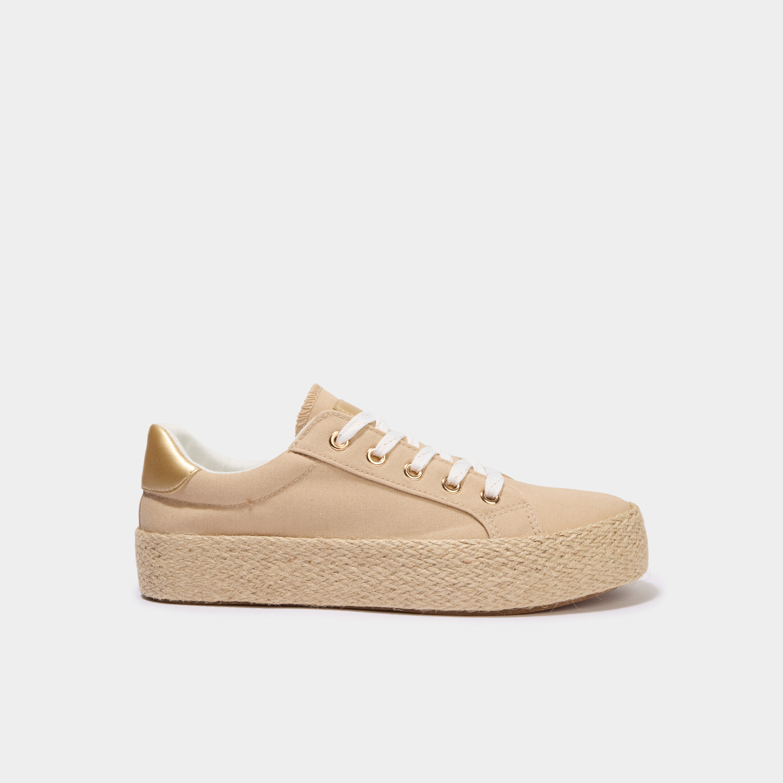 Tennis basses toile plateformes sable femme