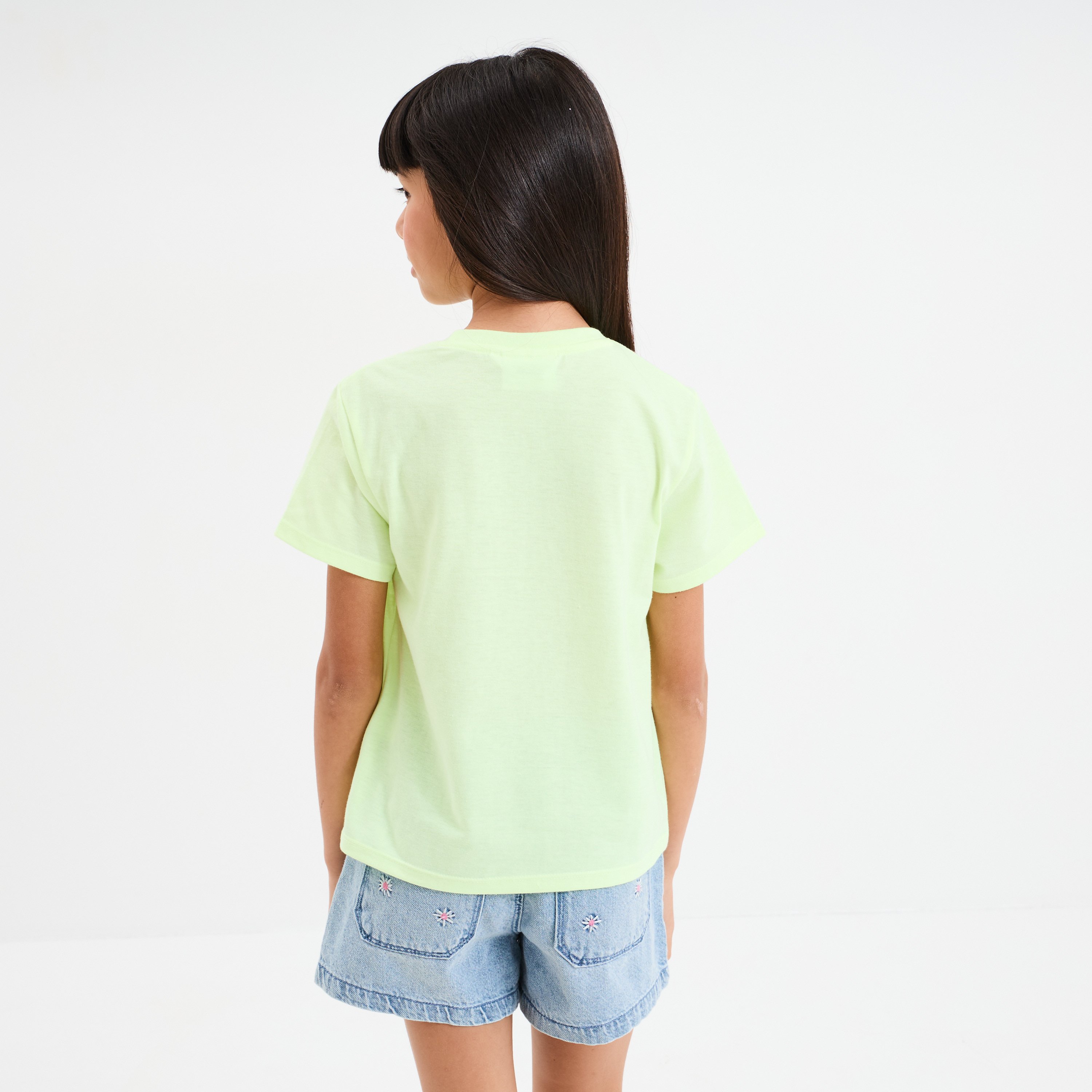 t shirt manches courtes stitch jaune fluo fille T-shirt manches courtes Stitch jaune fluo fille