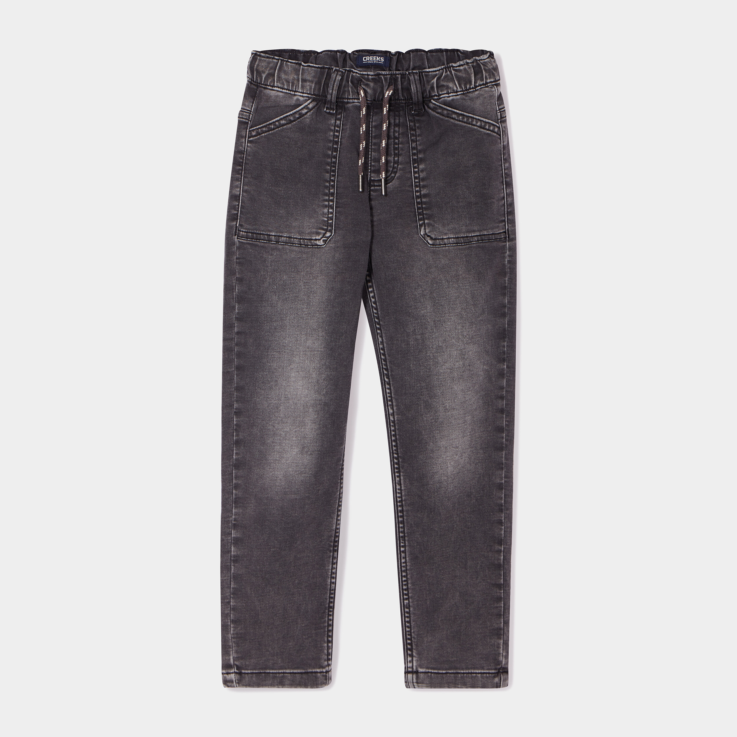 Jean stretch jogger taille &eacute;lastiqu&eacute;e denim gris gar&ccedil;on