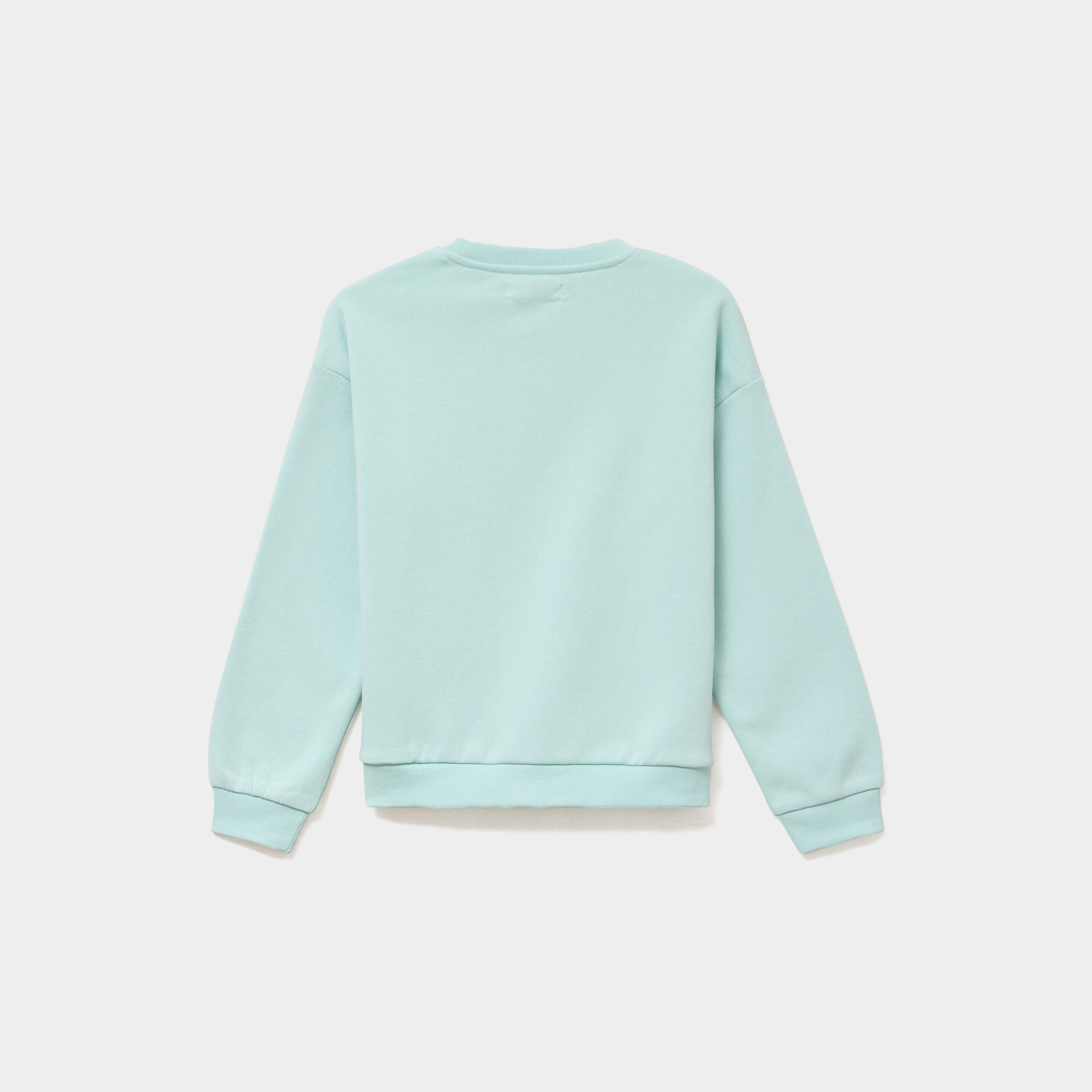 Sweat col rond manches longues bleu turquoise fille