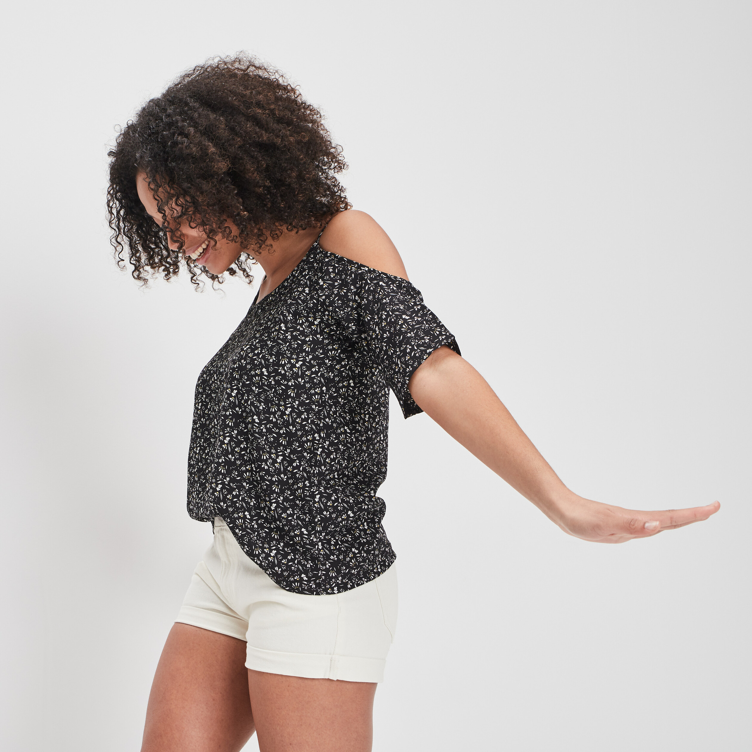 Blouse épaules dénudées noir femme