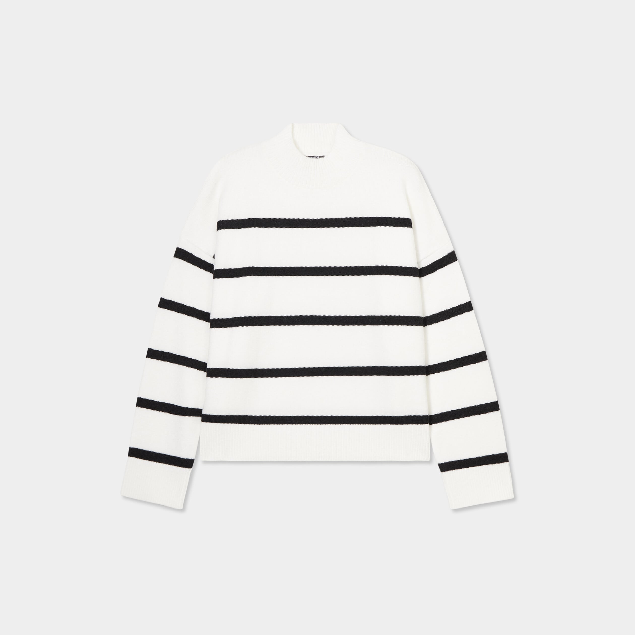 Pull col montant manches longues ecru femme