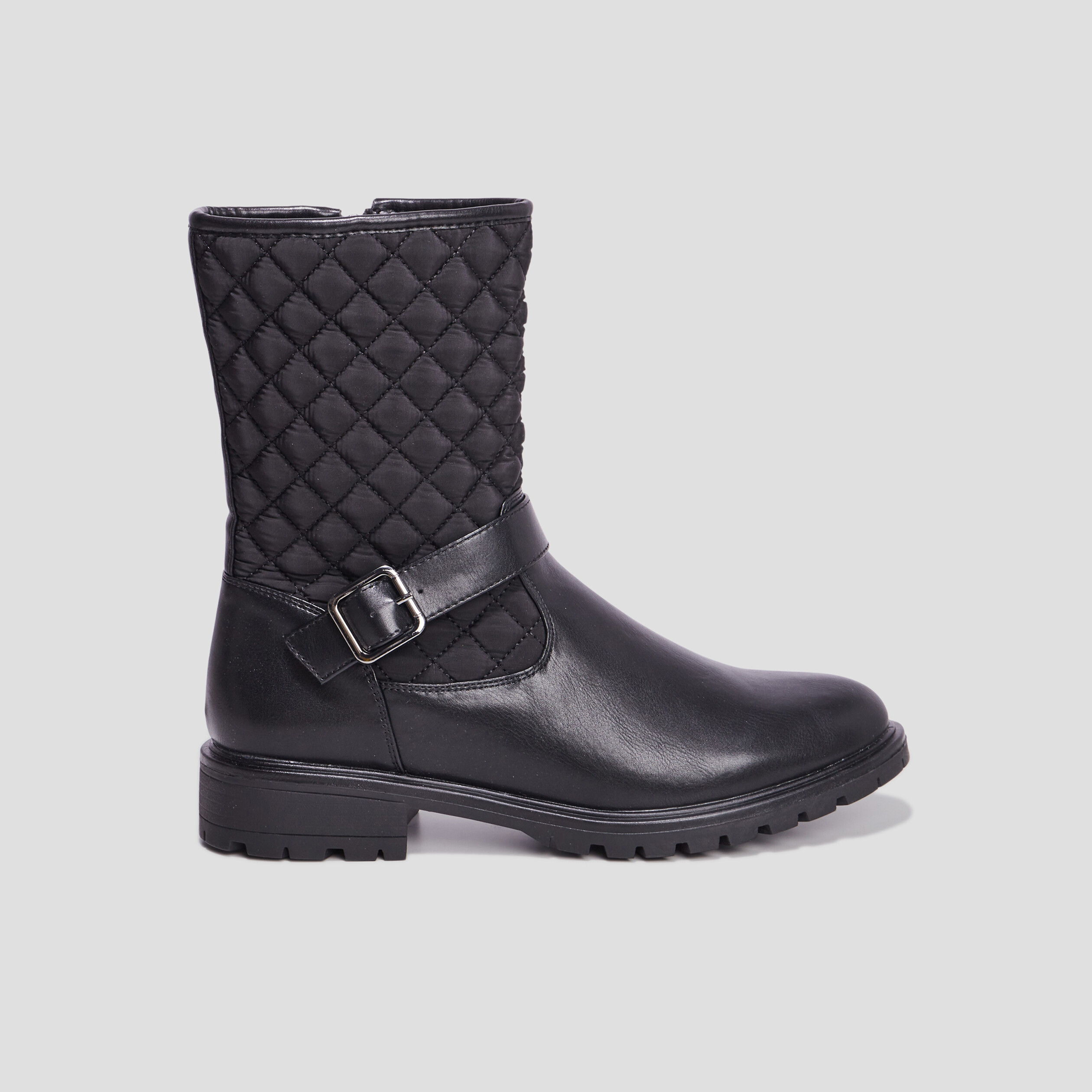 bottines plates matelassees noir femme Bottines plates matelassées noir femme