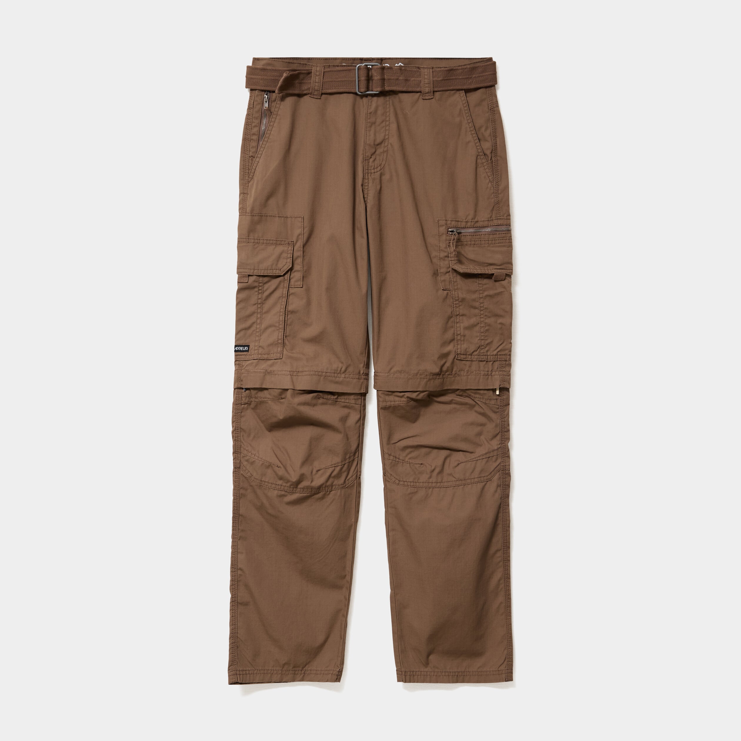 Pantalon cargo 2-en-1 modulable bermuda marron fonc&eacute; homme