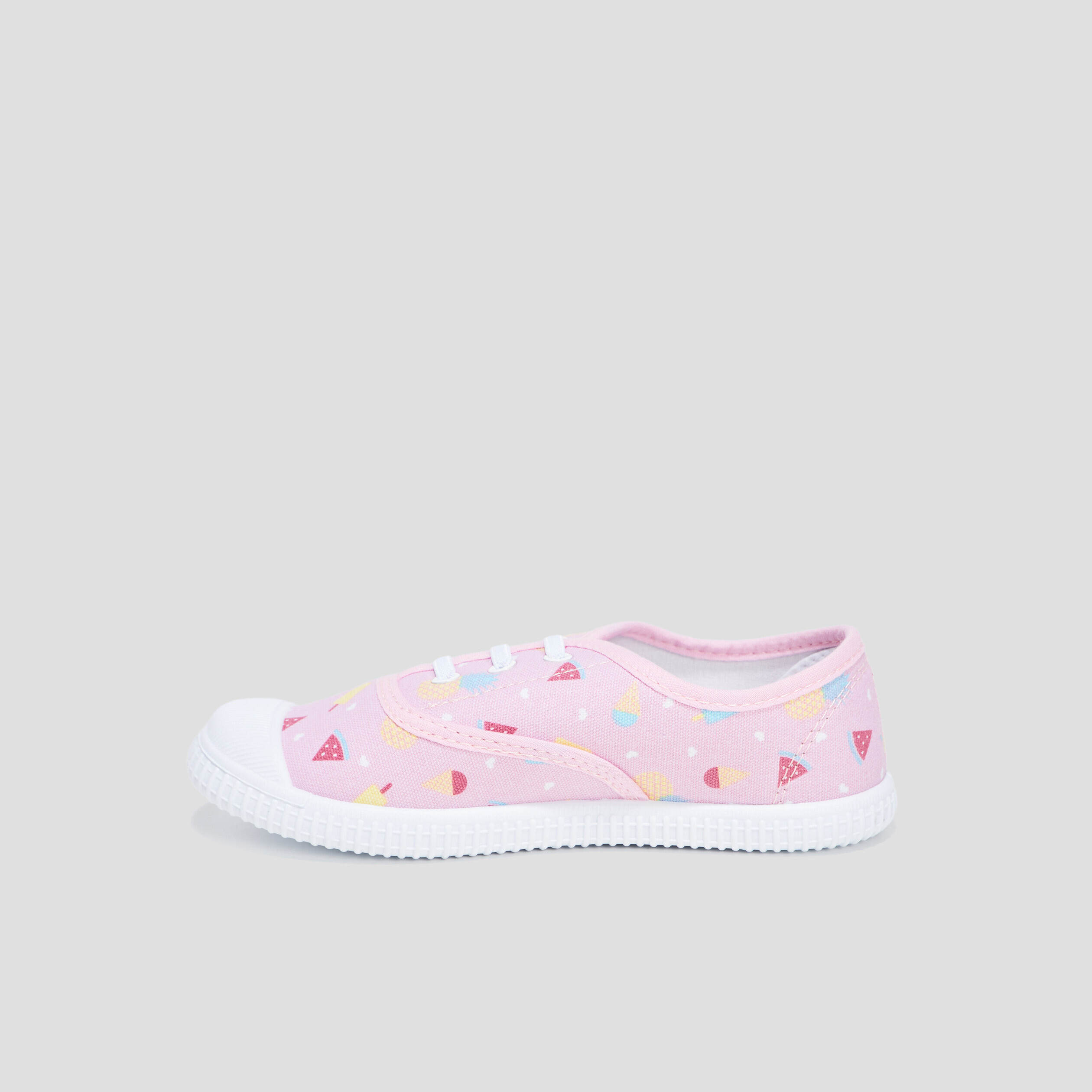 tennis en toile a lacets rose fille Tennis en toile à lacets rose fille