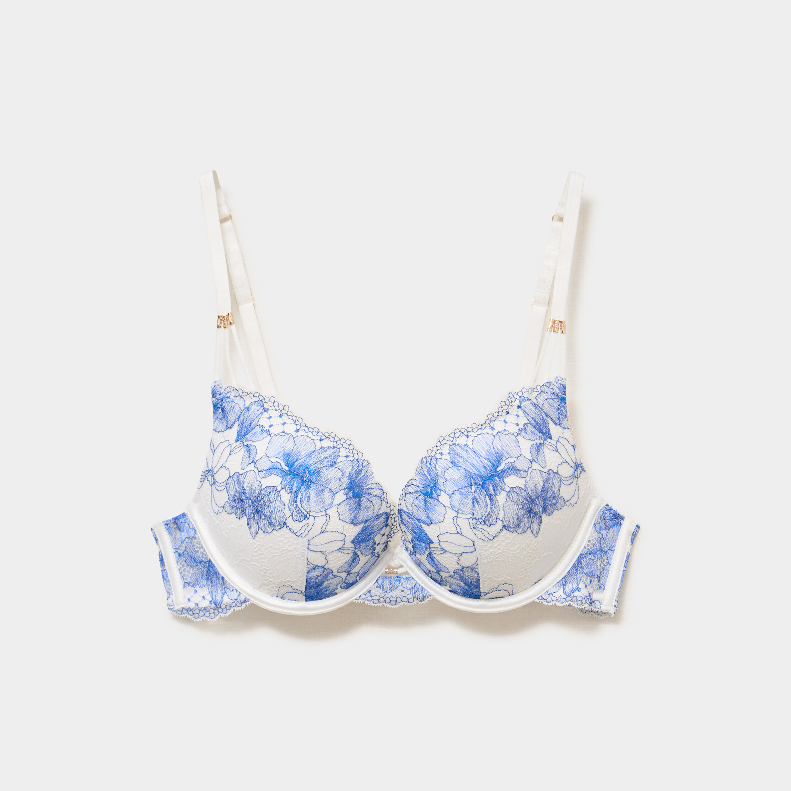 Soutien-gorge maxi push-up dentelle bleu clair femme