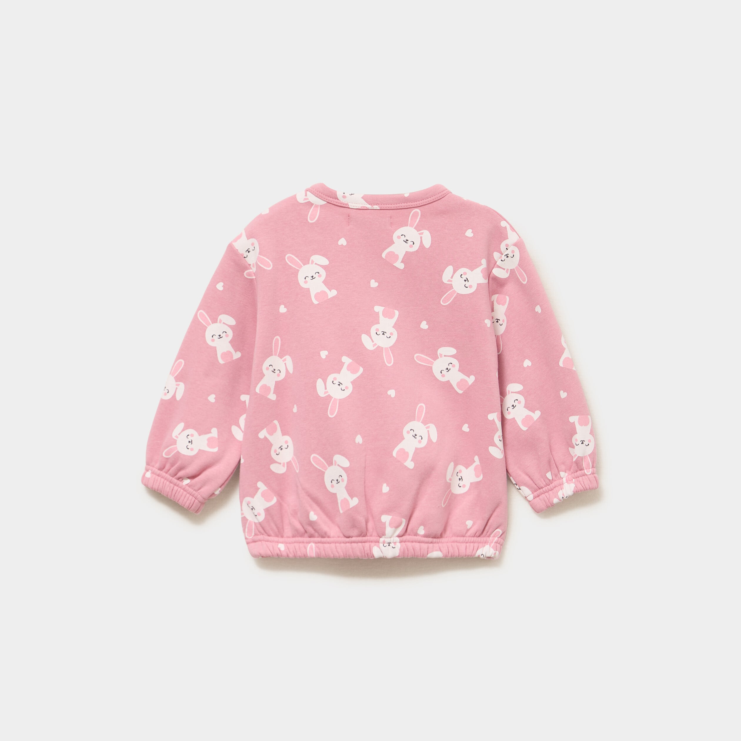 Sweat molletonn&eacute; manches longues vieux rose b&eacute;b&eacute; fille
