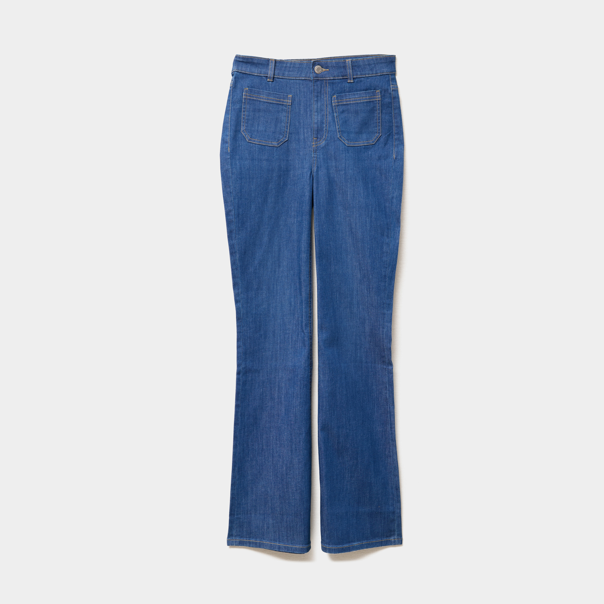 jeans bootcut poches plaquees denim baby bleu femme Jeans bootcut poches plaquées denim baby bleu femme