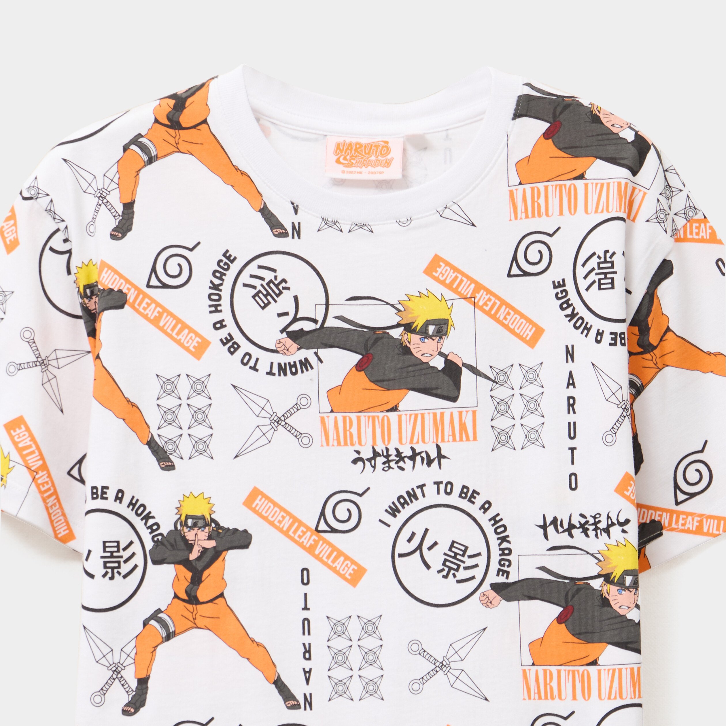 t shirt manches courtes coton naruto blanc garcon T-shirt manches courtes coton Naruto blanc garçon
