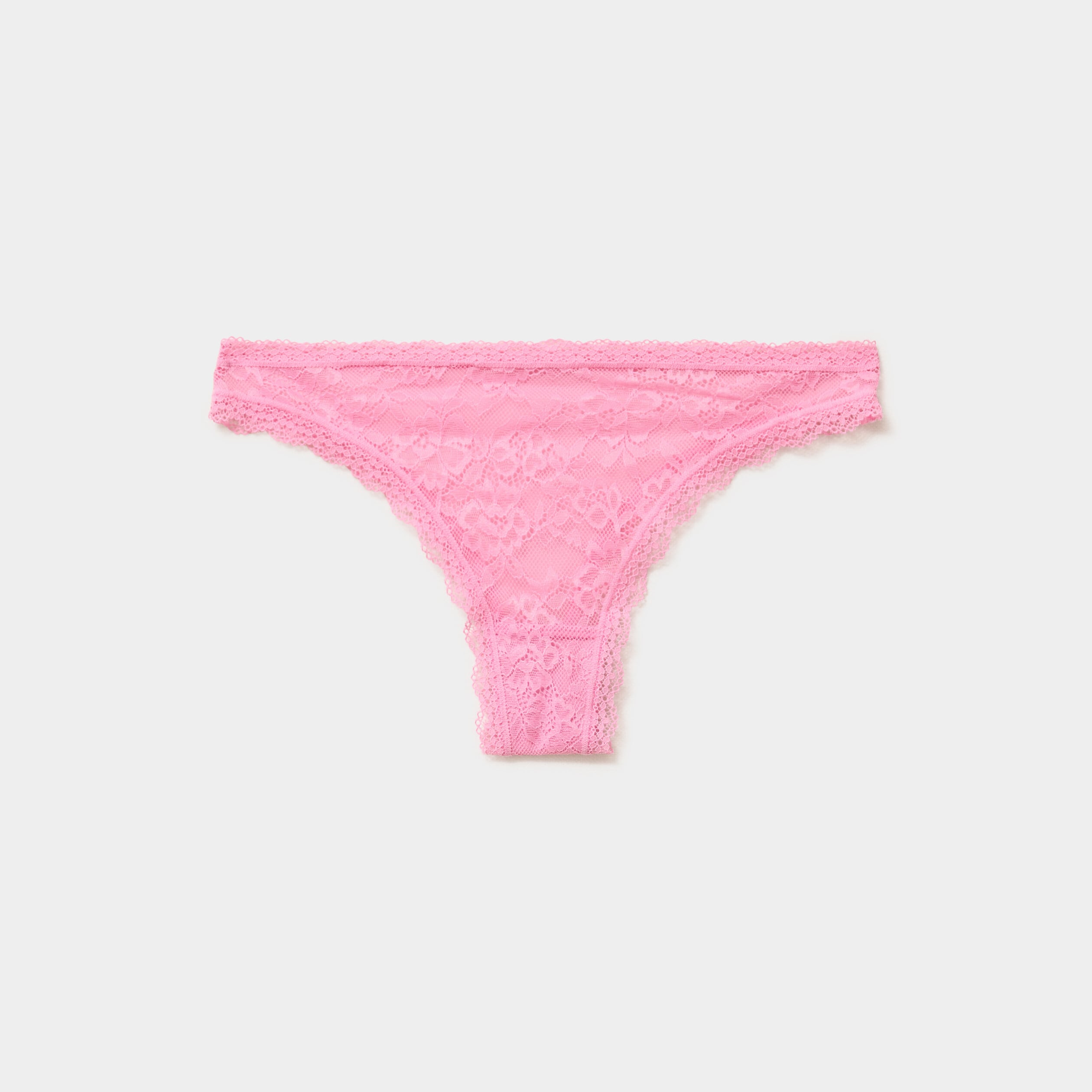 Tanga en dentelle doublure coton mauve femme