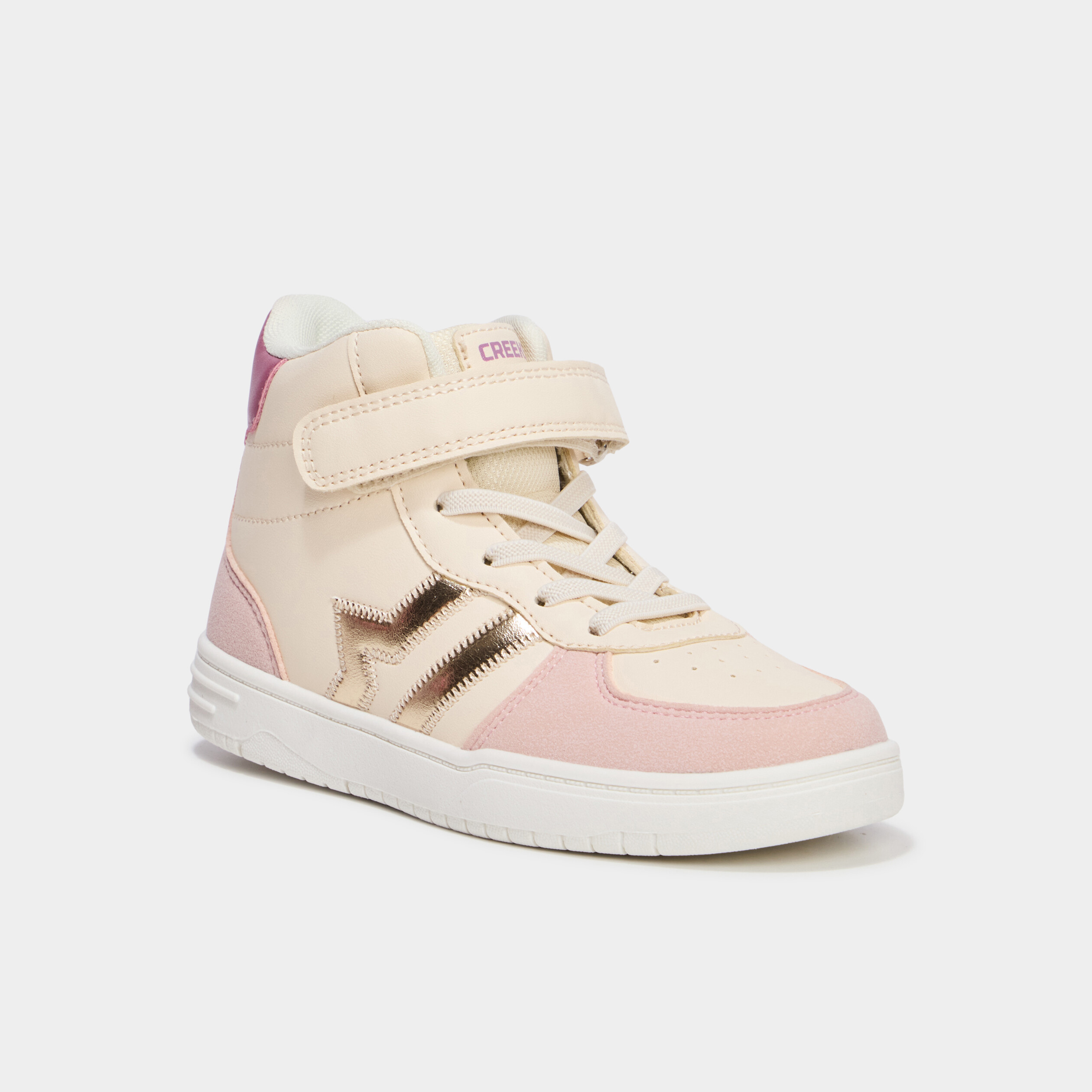 Baskets montantes avec scratchs creme fille