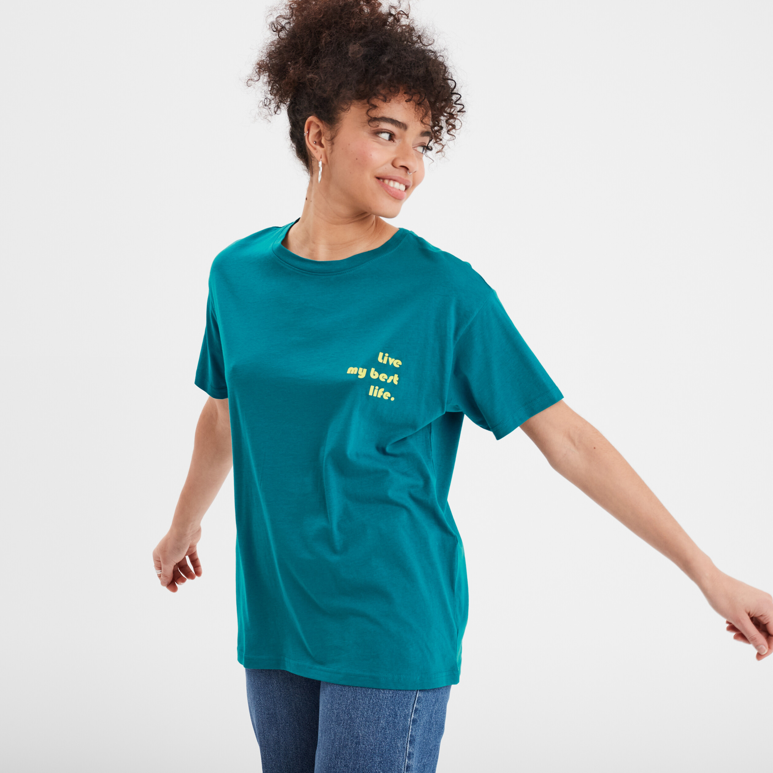 t shirt droit a manches courtes en coton vert emeraude femme T-shirt droit à manches courtes en coton vert émeraude femme