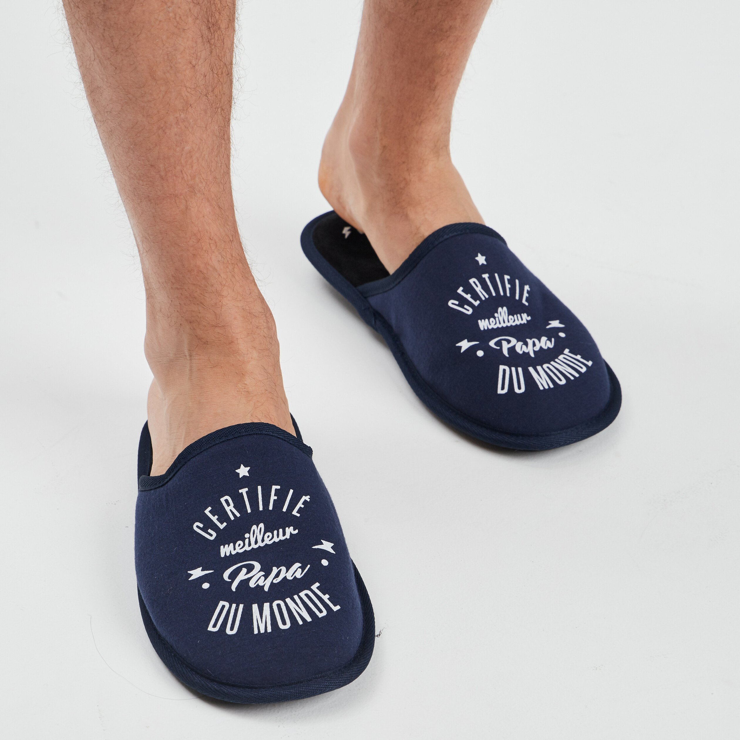 Chaussons mules meilleur papa bleu homme