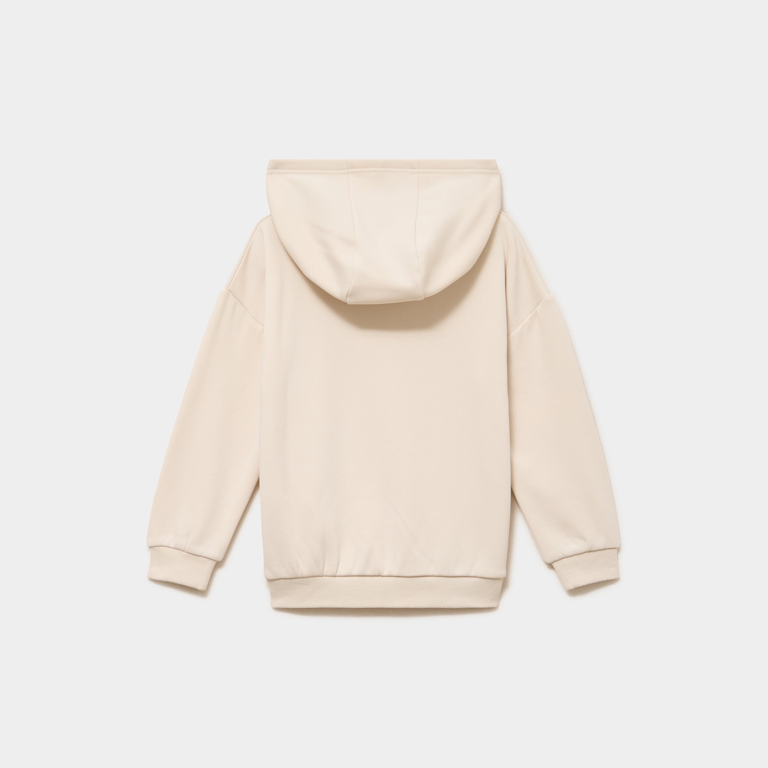 Sweat hoodie doubl&eacute; &agrave; capuche oversize ecru gar&ccedil;on
