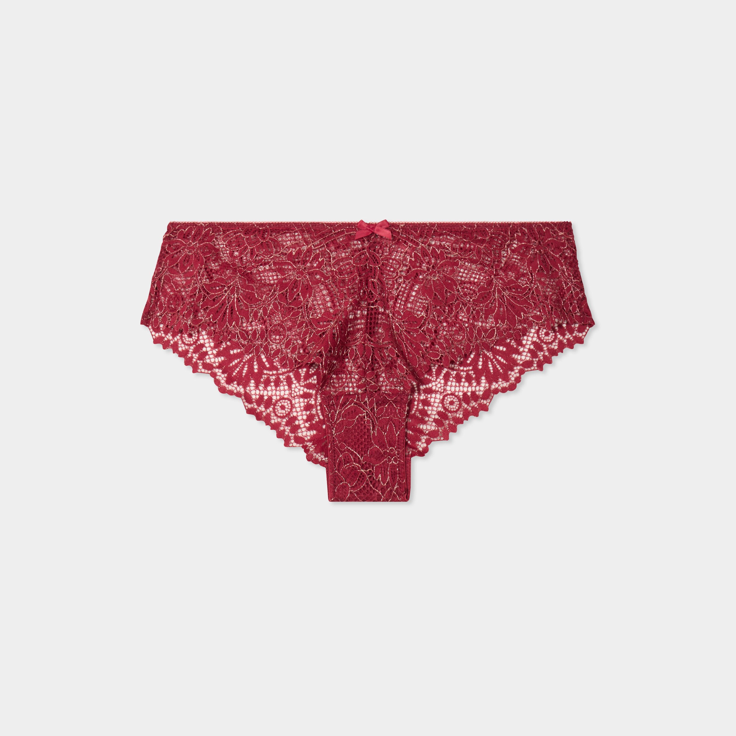 shorty en dentelle rouge fonce femme Shorty en dentelle rouge foncé femme