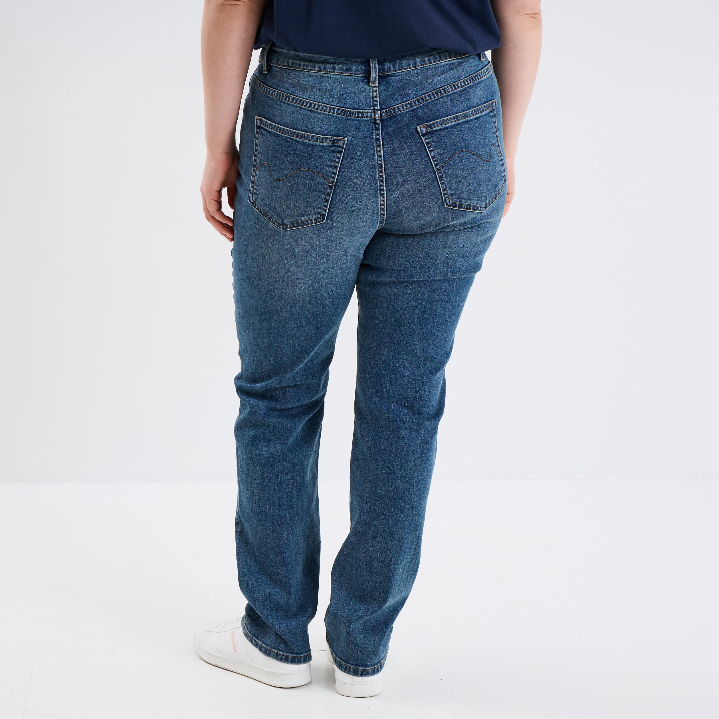 Jeans droit taille haute denim dirty femme grande taille