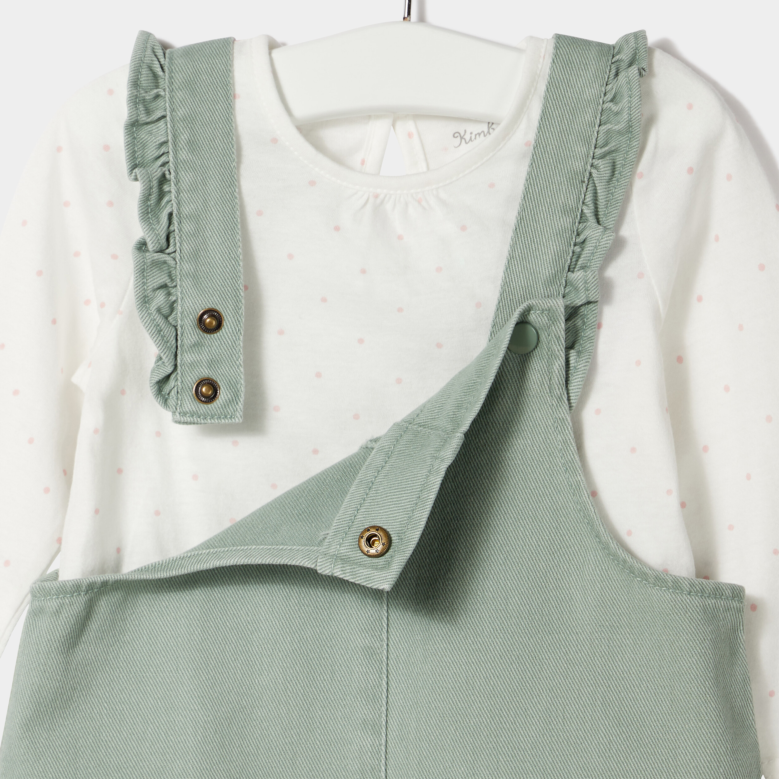 ensemble 3 pieces coton vert kaki bebef Ensemble 3 pièces coton vert kaki bébé fille