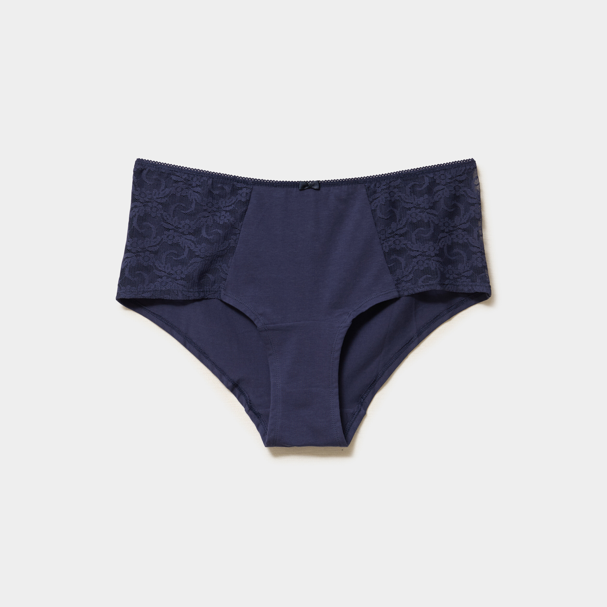 Shorty en coton bleu marine femme grande taille La Halle - Main Image