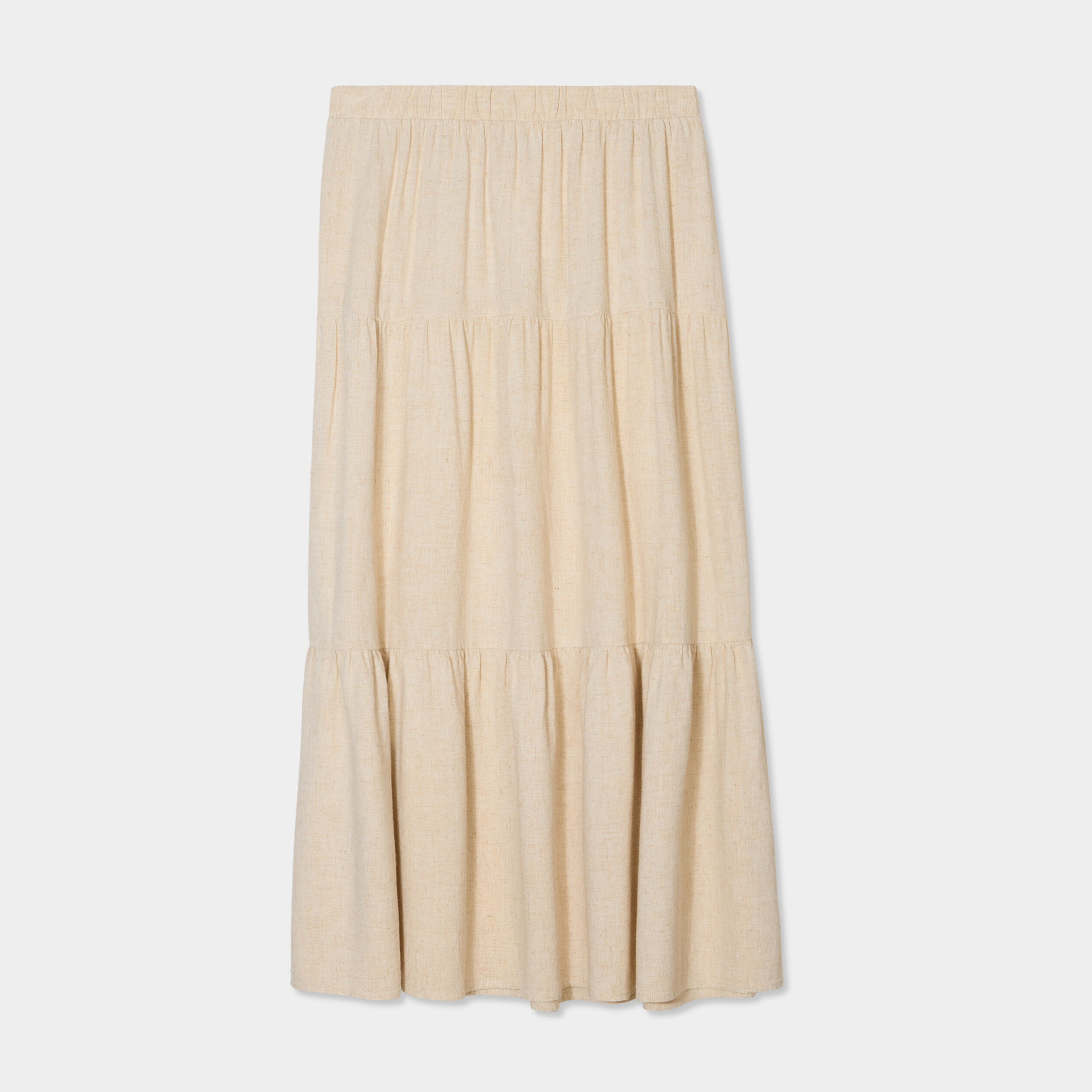 jupe midi evasee lin melange beige femme Jupe midi évasée lin mélangé beige femme