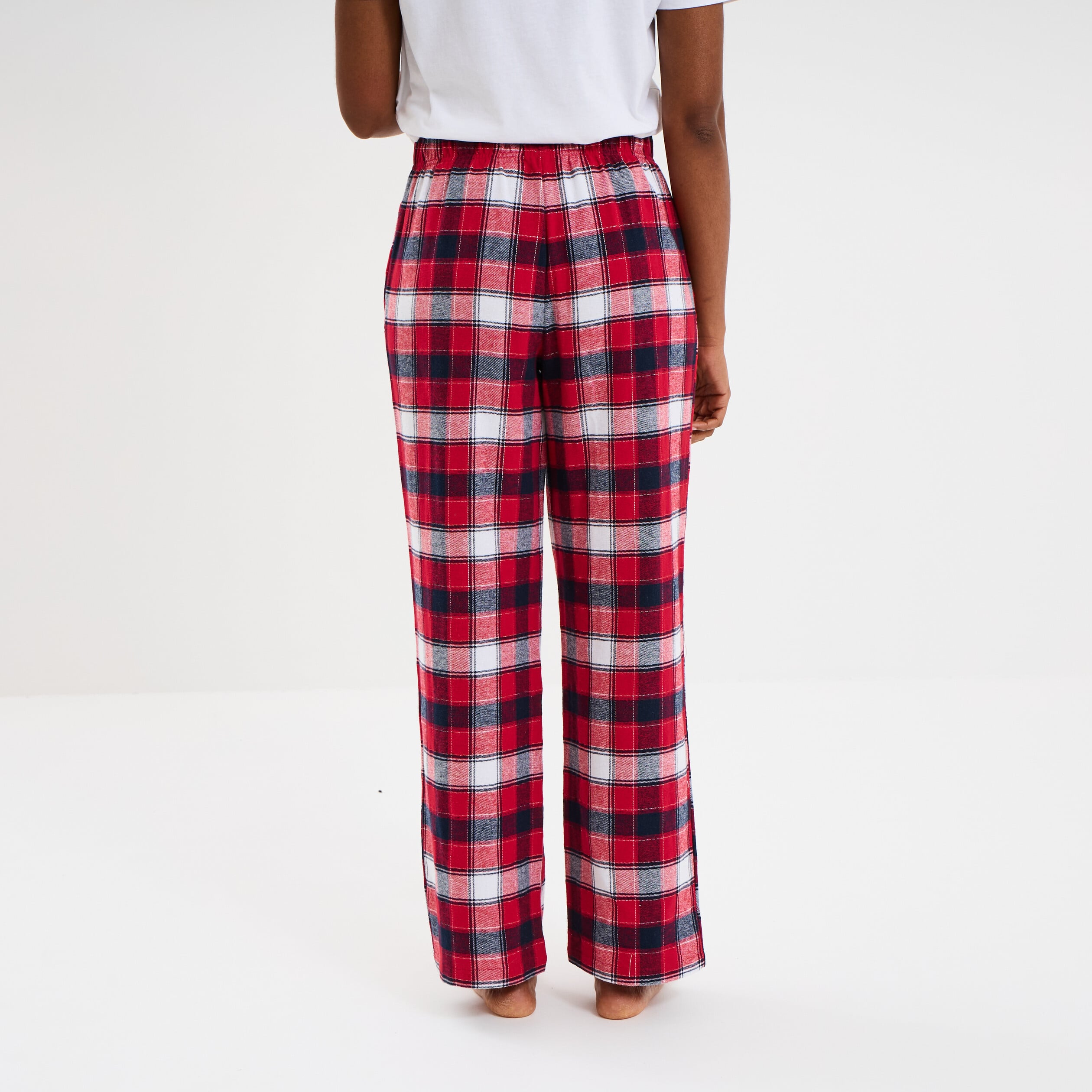 Pantalon de pyjama en coton ajusable rouge femme