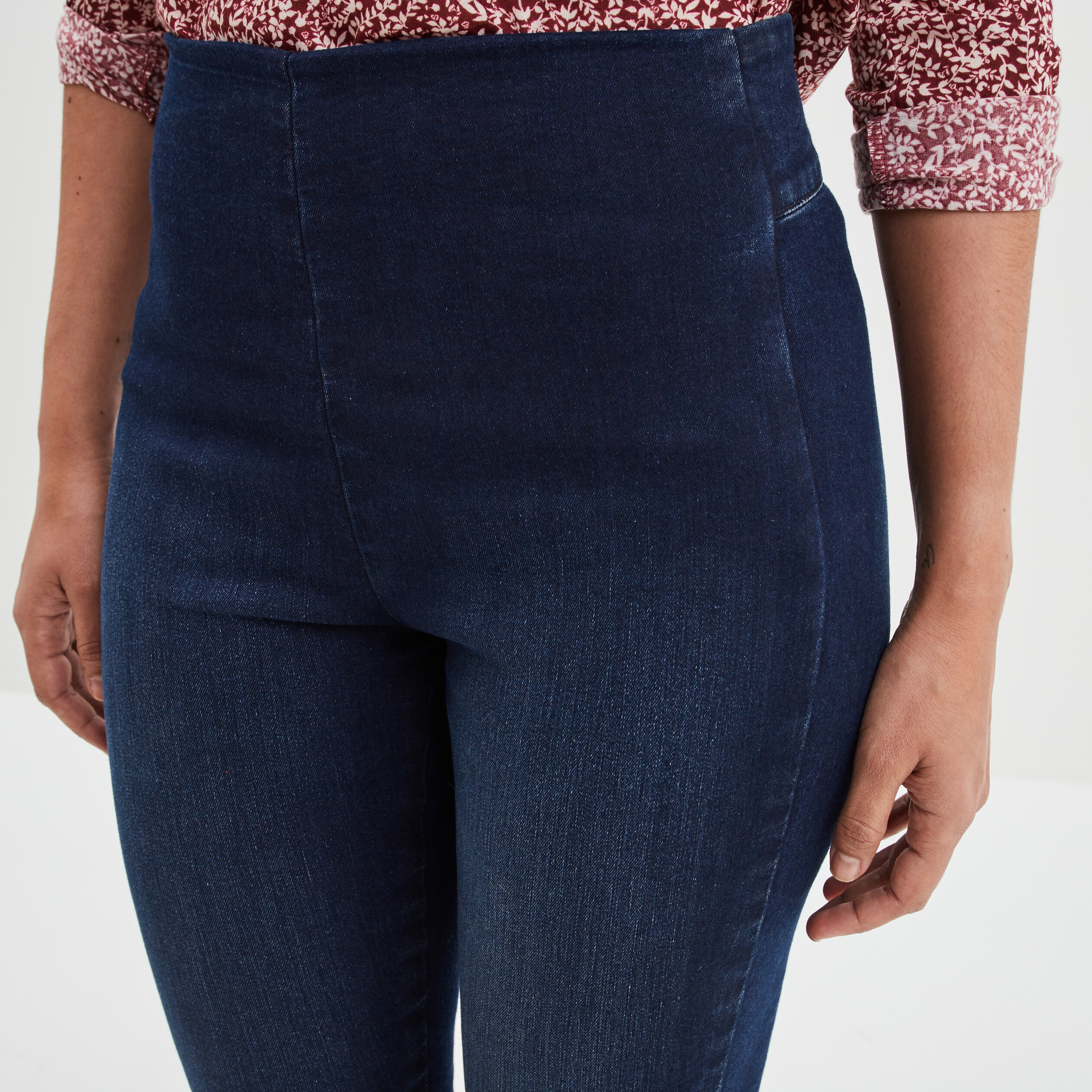 Jegging slim taille haute denim blue black femme