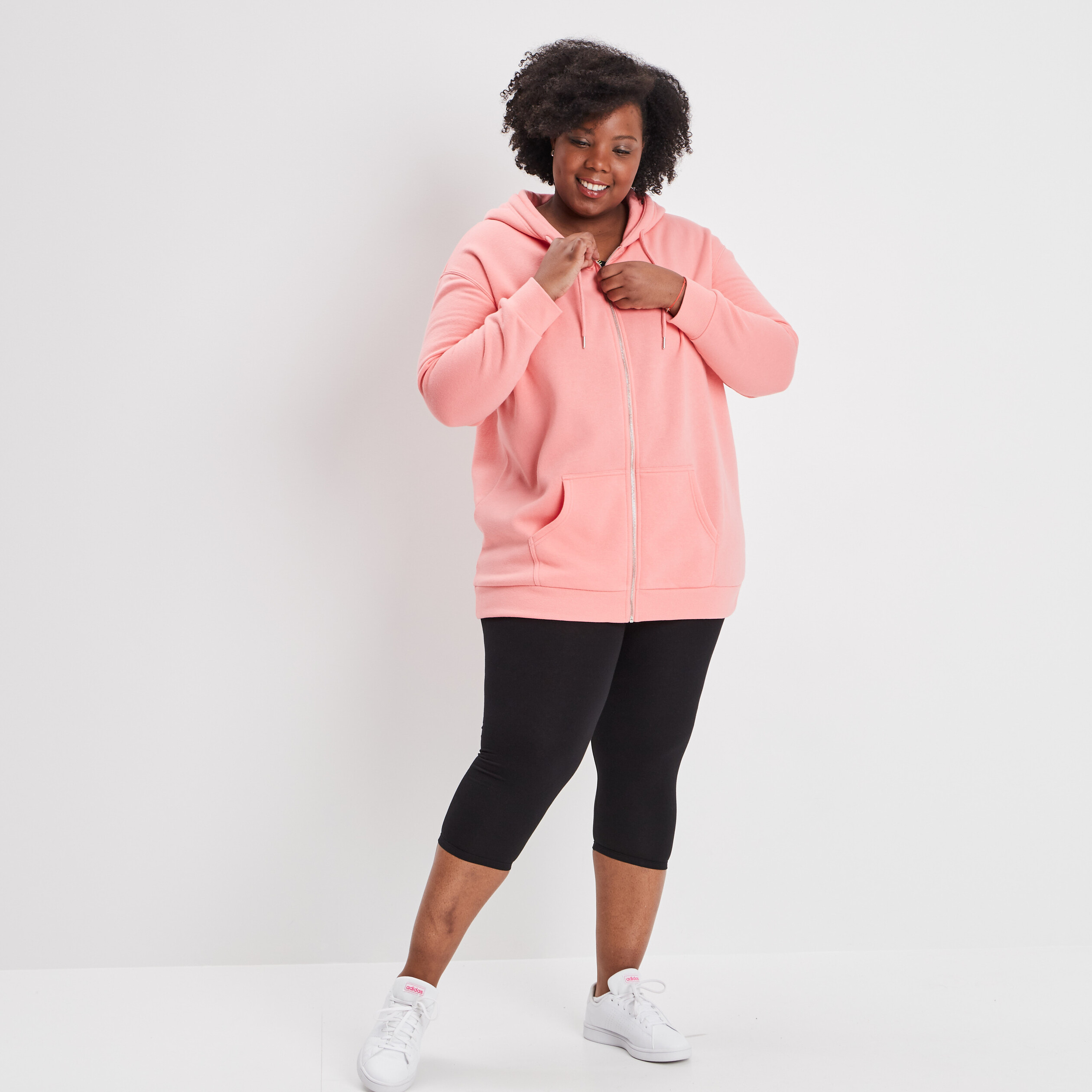 Legging corsaire taille &eacute;lastiqu&eacute;e noir femme grande taille