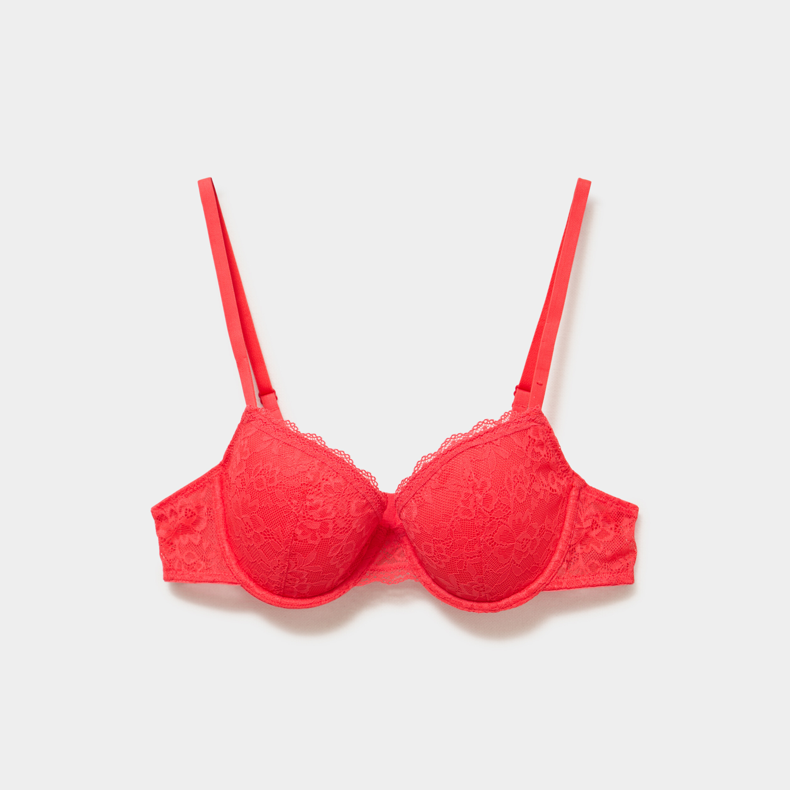 Soutien-gorge corbeille padd&eacute; dentelle rouge femme