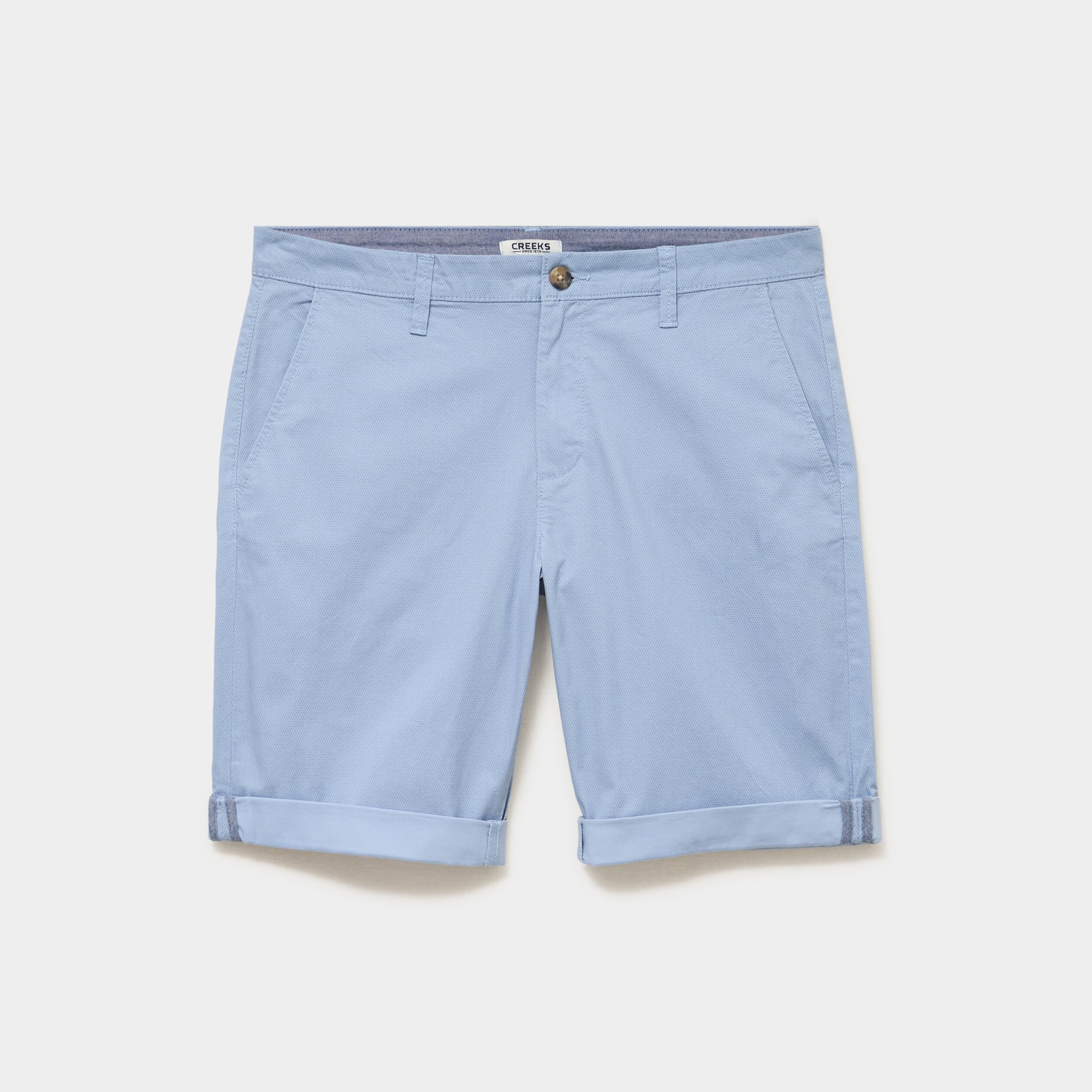 Bermuda short chino droit coton stretch bleu gris homme
