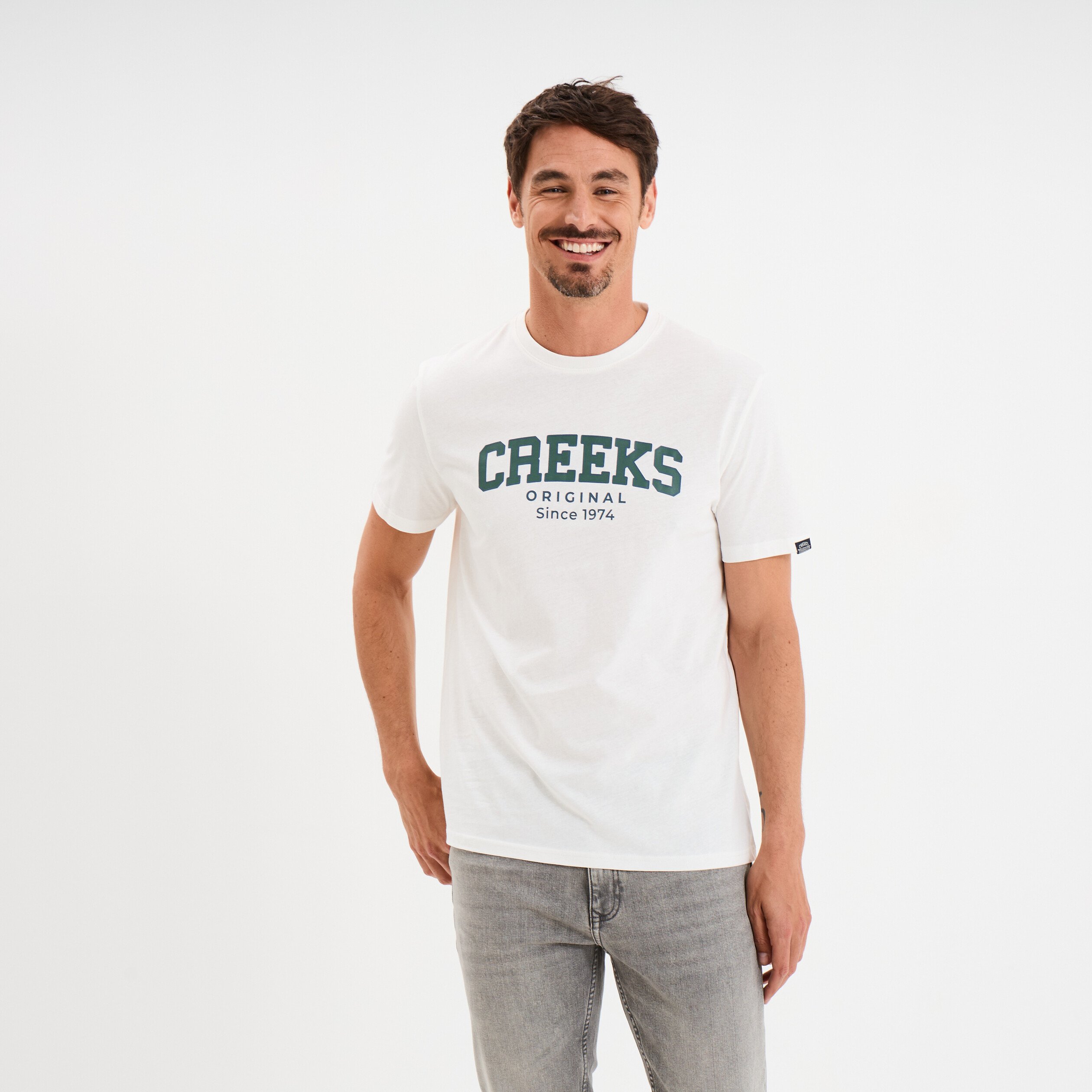 t shirt droit manches courtes coton blanc homme T-shirt droit manches courtes coton blanc homme